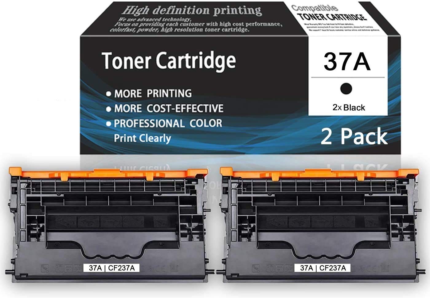 2-Pack Black 37A CF237A Toner Cartridge Compatible for HP M607n M607dn M608n M608dn M608x M609dh M631dn M609dn M631h M631z Printers - High Yield Replacement for Office & Home Printing