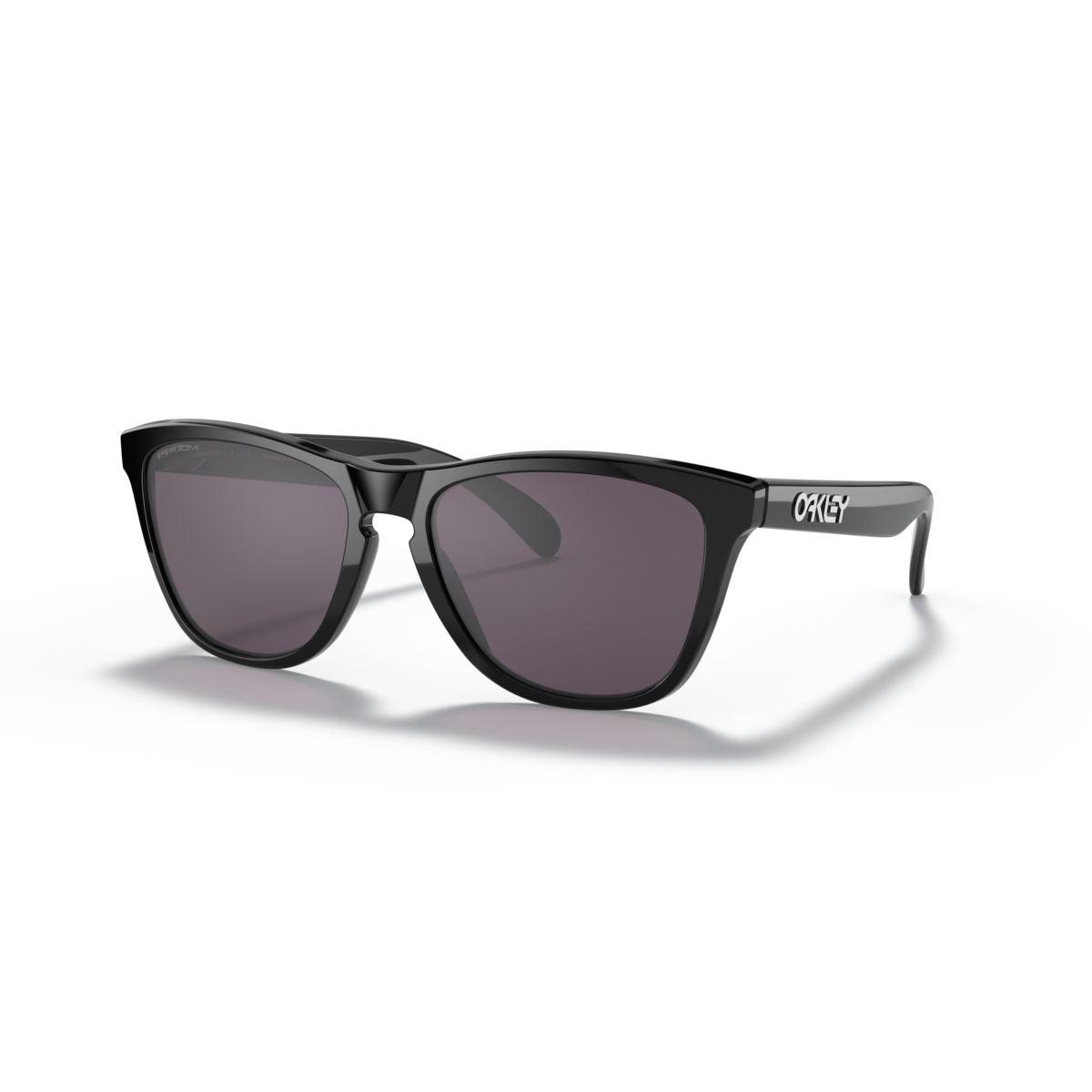 Oakley Frogskins Sunglasses - Low Bridge Fit, Polished Black Frame with Prizm Grey Lenses (Model 0OO9245-924575) | UV Protection for Running, Cycling & Outdoor Sports