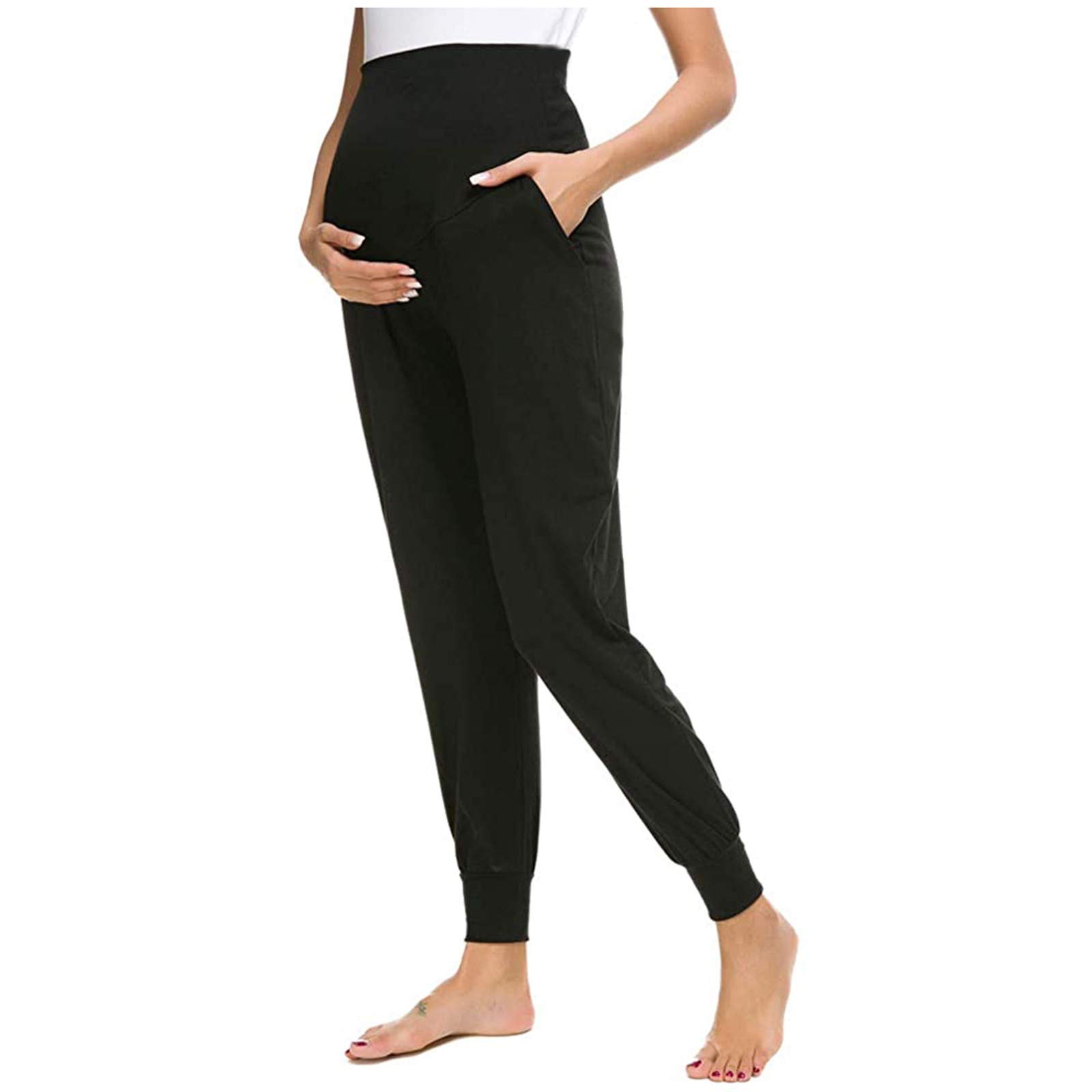 Comfortable Maternity Lounge Pants for Women - Stretchy Pregnancy Yoga Pajama Pants with Solid Colors - Perfect for Relaxing at Home, Yoga & Sleeping