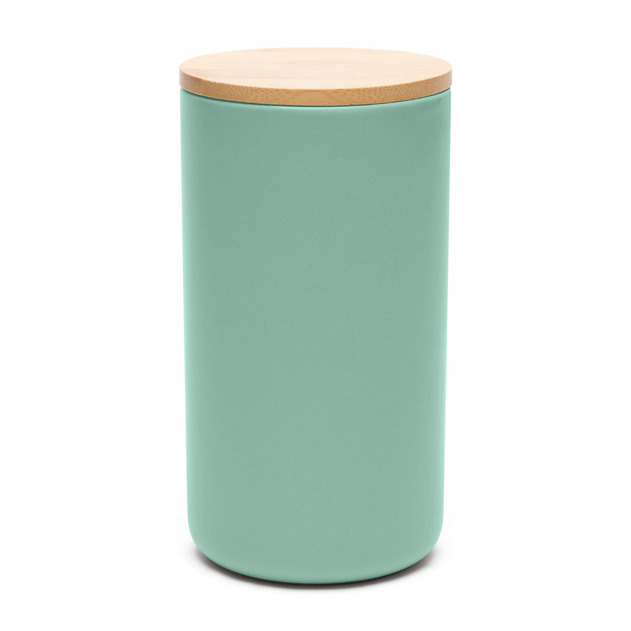 Waggo Modern Airtight Ceramic Cookie Jar with Lid - Solid Pet Treat Storage Container for Kitchen, Pantry, or Countertop - Mint Green Home Decor