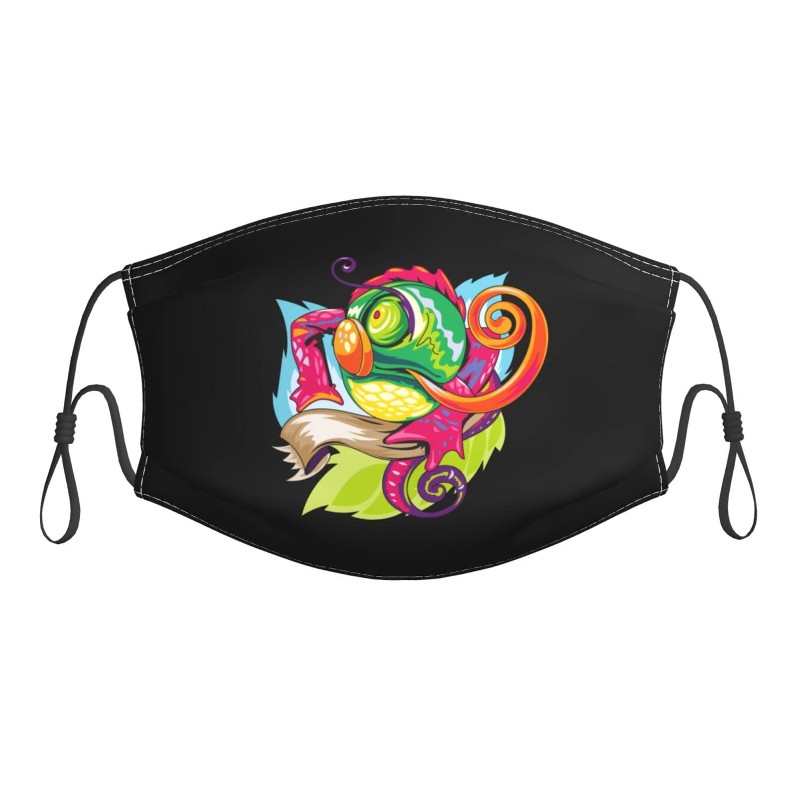 Reusable Adjustable Unisex Face Mask with Filter - Colorful Lizards Design for Dust Protection | Perfect for Outdoor Activities, Travel & Daily Commute
