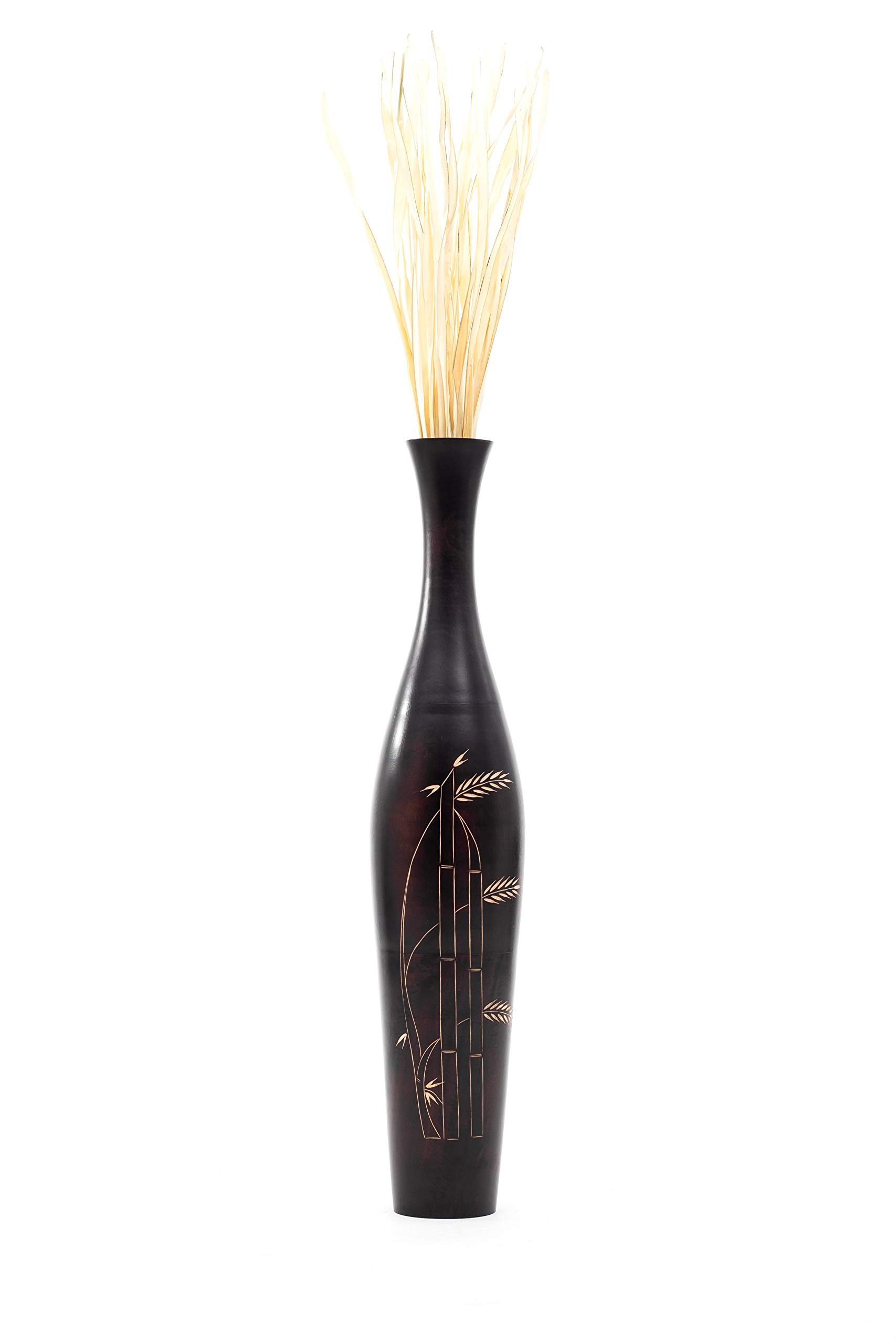 Leewadee 43 Inch Large Brown Wooden Floor Vase - Farmhouse Decor for Fake Plants, Pampas Grass & Home Decor | Perfect for Living Room, Entryway & Wedding Centerpieces