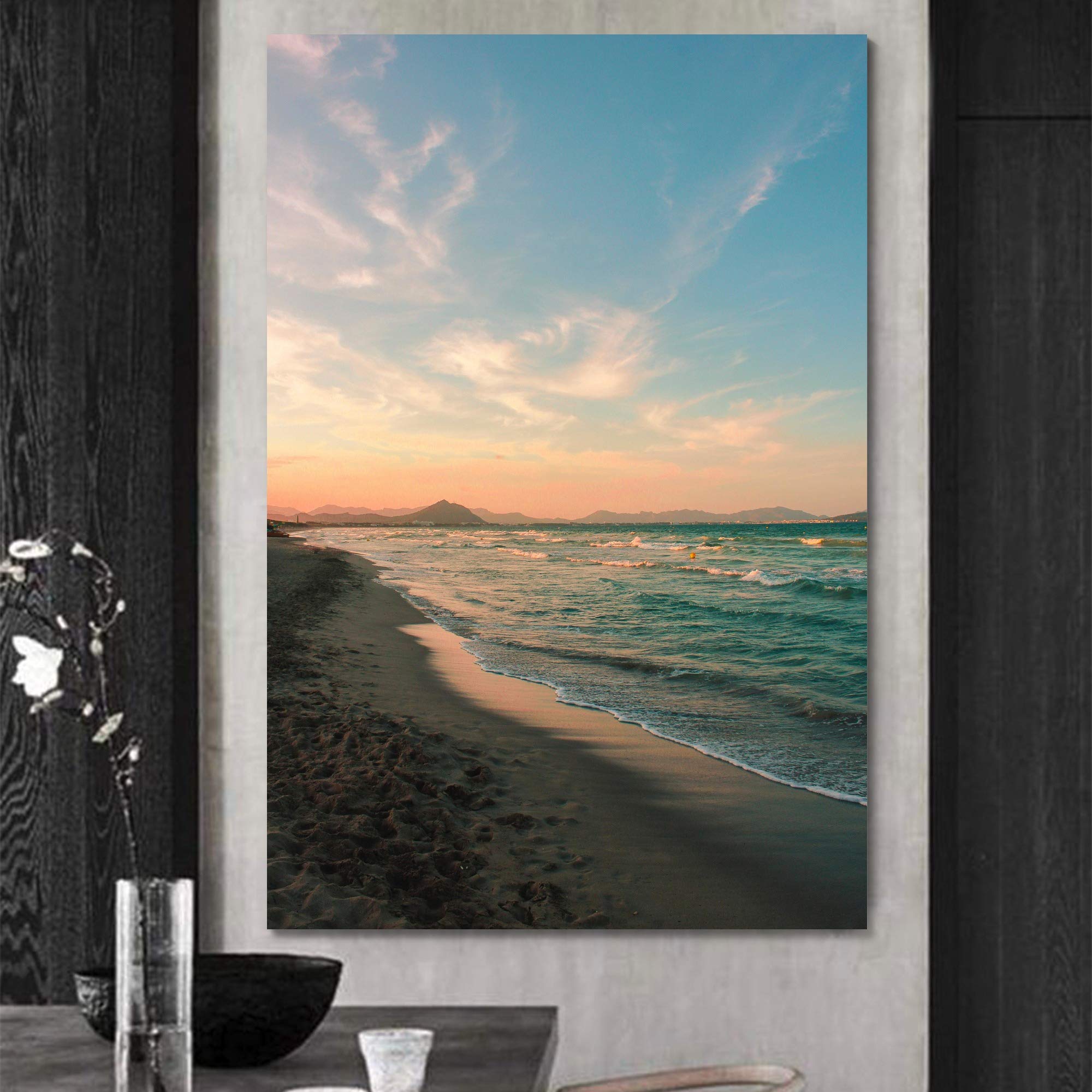 SIGNWIN Canvas Wall Art - Seashore View Beach Landscape, Blue Coastal Photography for Relaxation & Calm - 32x48 Inches - Perfect for Living Room, Bedroom & Office Decor
