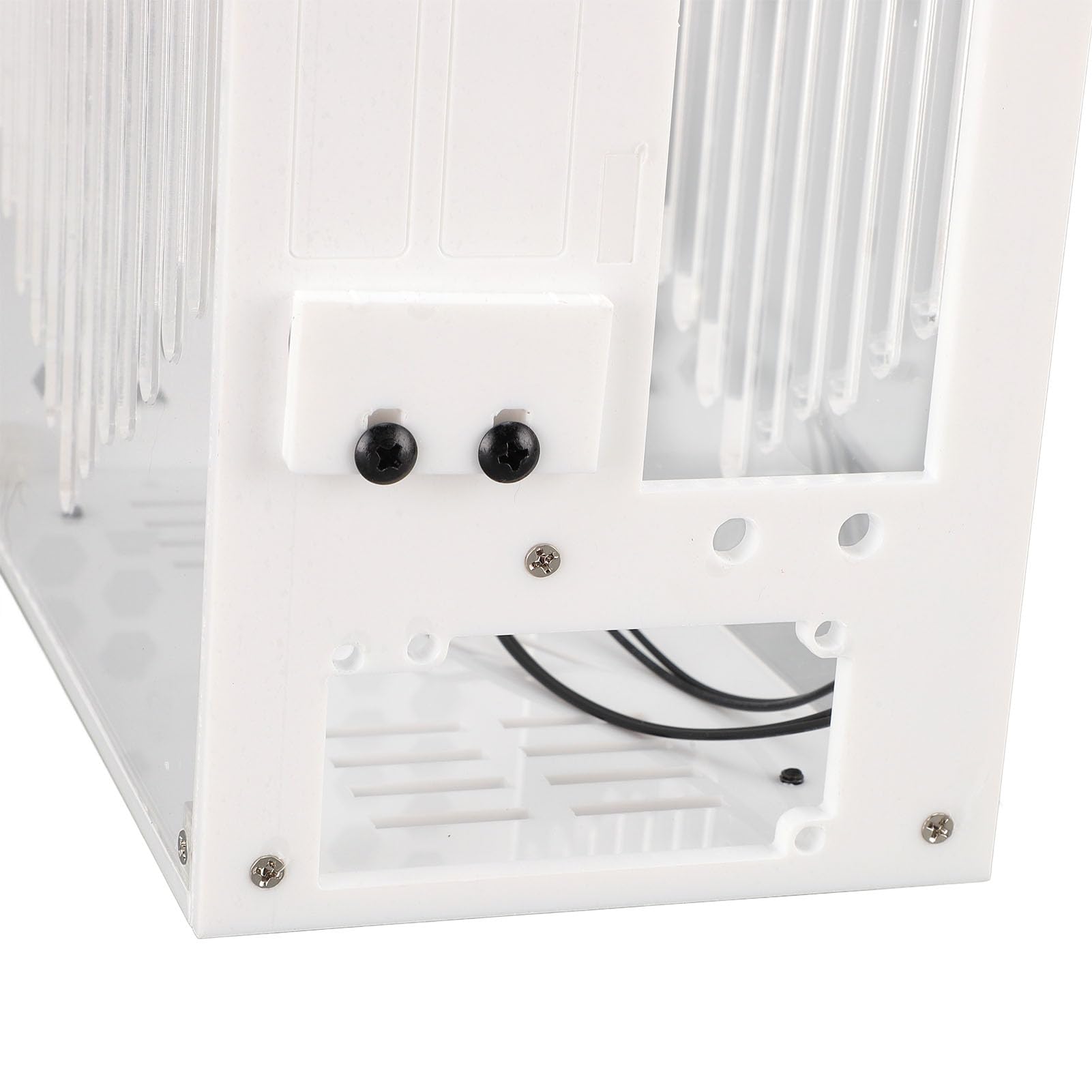 Mini ITX PC Case with Handle - 360° Open Hollow Airflow Design, Transparent Acrylic Gaming Computer Chassis for DIY Builds, Workstation & Home Office (White) | Perfect for Compact Gaming Rigs & Streaming Setups