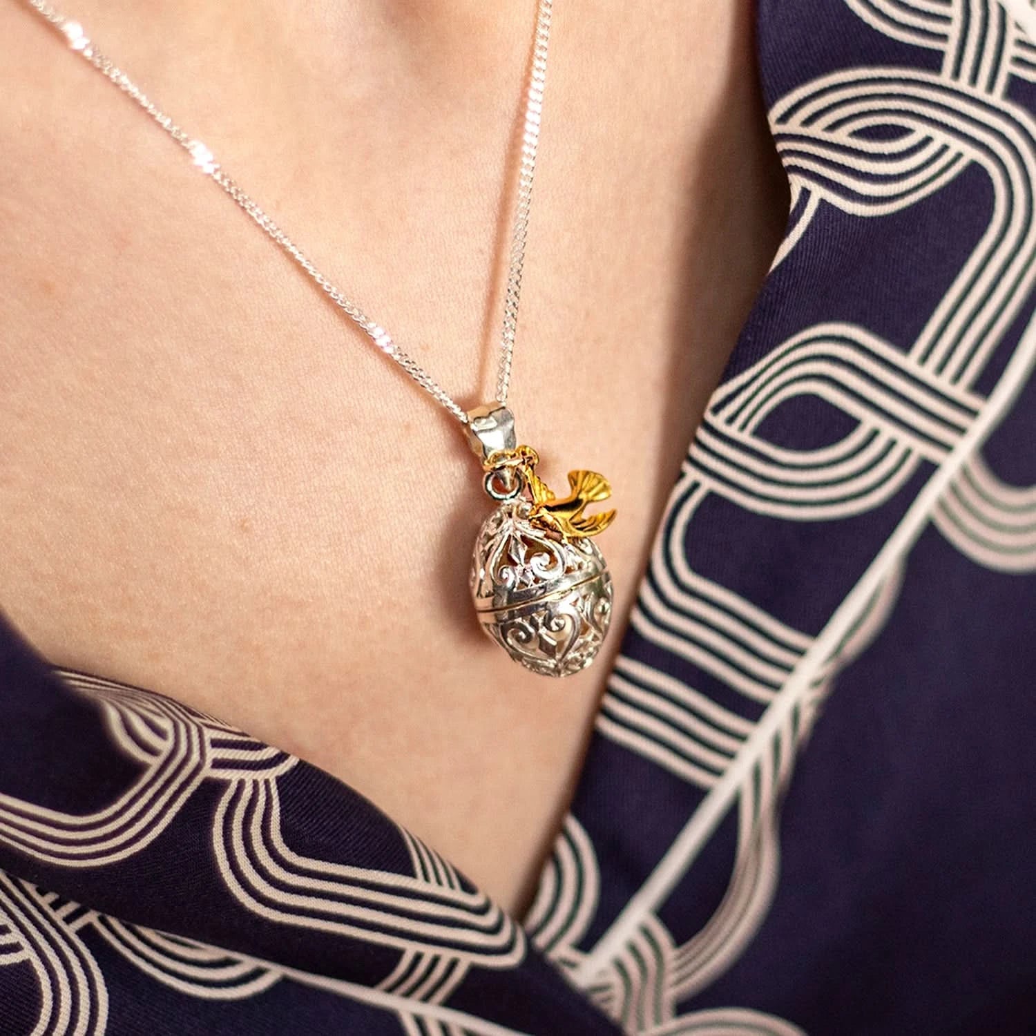Elegant Silver Bird Locket Necklace - Perfect for Gifts, Weddings & Special Occasions | Handcrafted Jewelry for Women