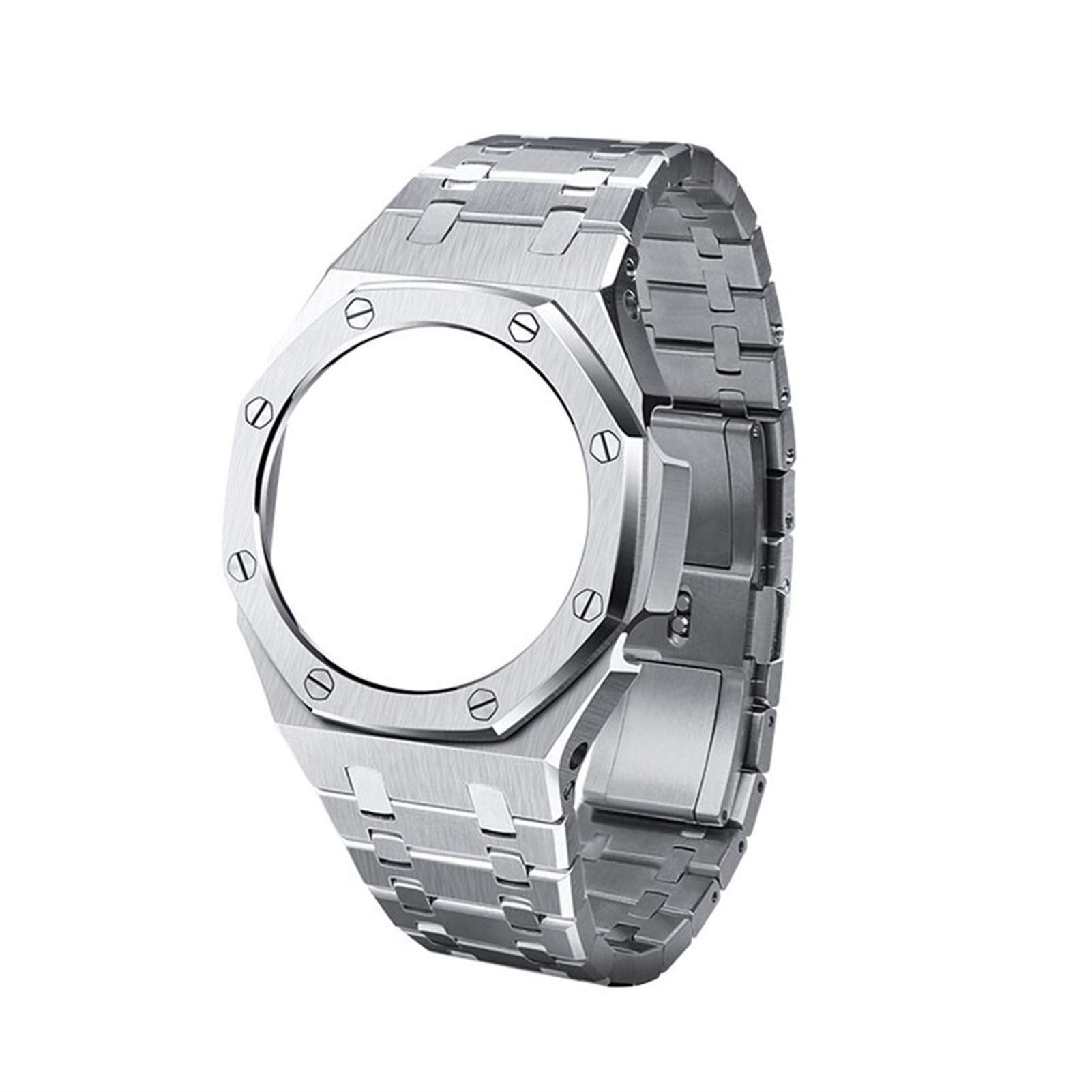 Premium Metal Watch Strap for Casio G-Shock GA-2100 & GA-2110 | 3rd Gen Replacement Band & Bezel (Silver A) - Durable Upgrade for Men's Watches | Perfect for Outdoor Sports, Work & Everyday Wear