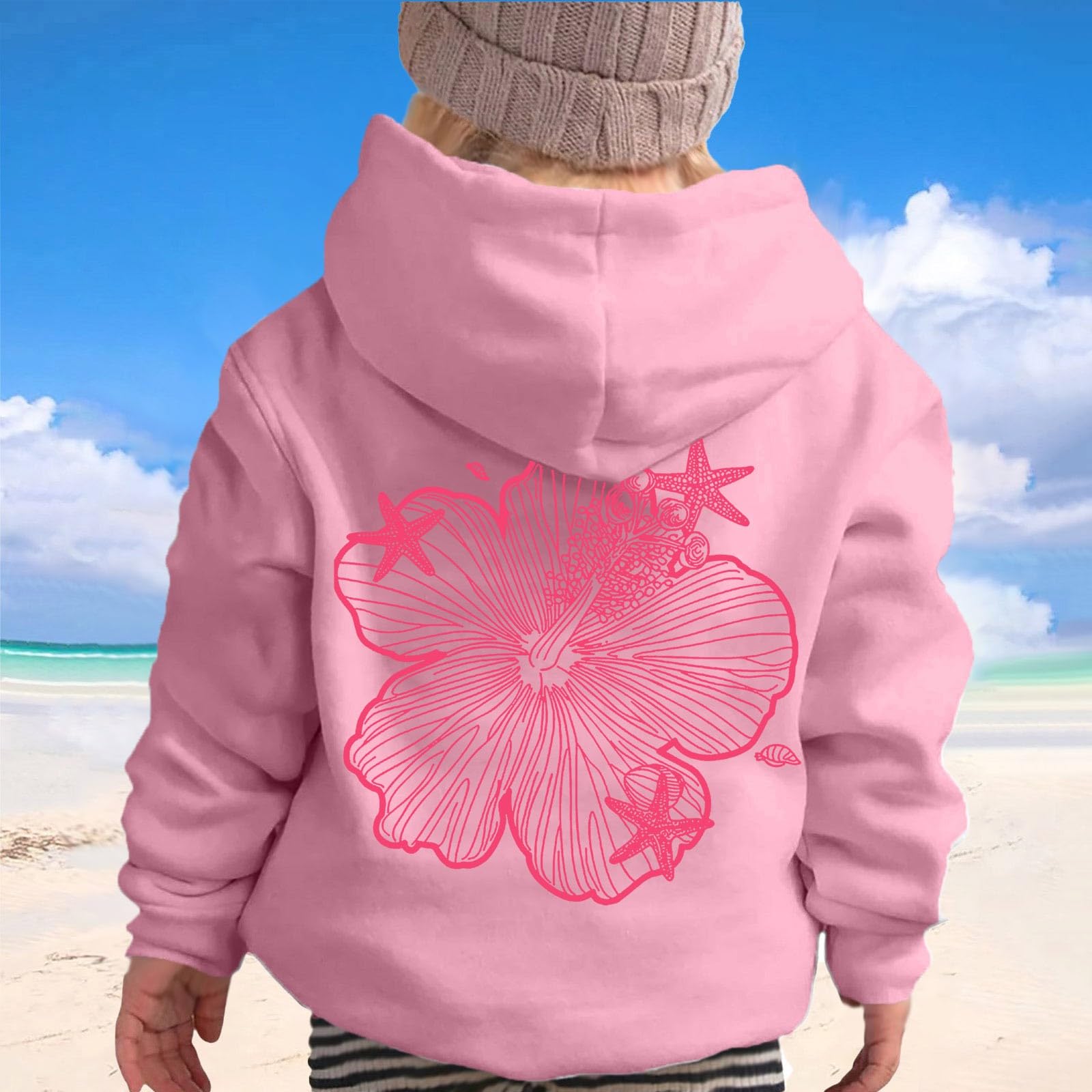 Kids Fleece Hoodie with Pink Pom Puff & Graphic Logo - Warm Winter Pullover for Boys and Girls | Toddler Long Sleeve Sweatshirt for Outdoor Play, School & Holiday Gifts