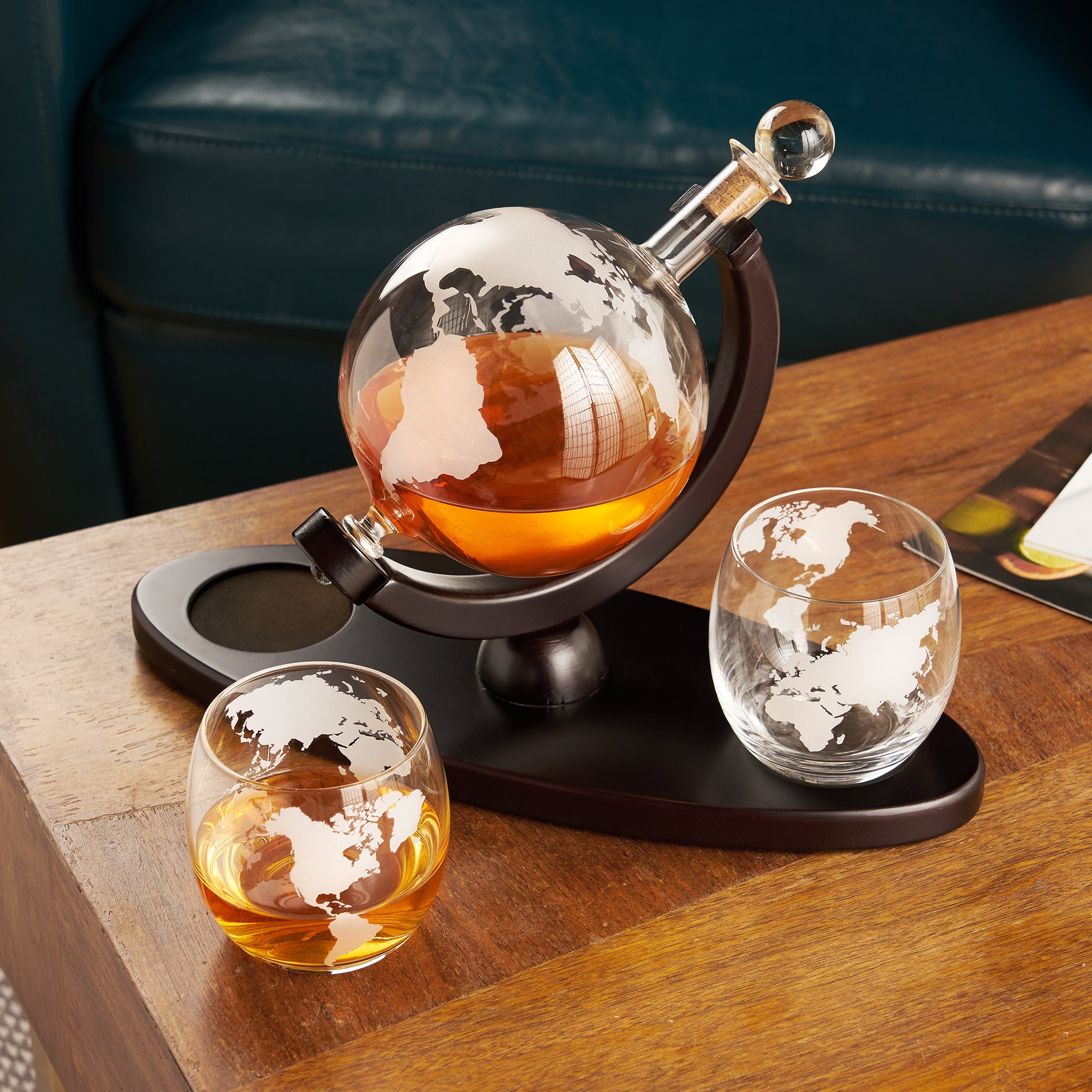 Premium Globe Decanter and Whiskey Tumbler Set - Elegant Glass Barware for Scotch, Bourbon & Liquor - Perfect for Home Bars, Gifts & Entertaining