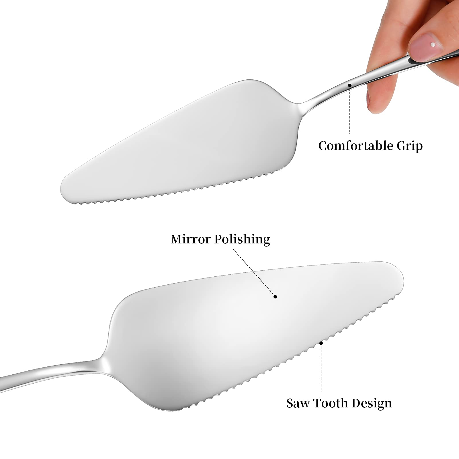 AMOLEY 3-Piece Stainless Steel Cake Slicer Set - Serrated Edge Pie Server & Cake Knife for Perfect Slices | Ideal for Birthday Parties, Weddings & Kitchen Use