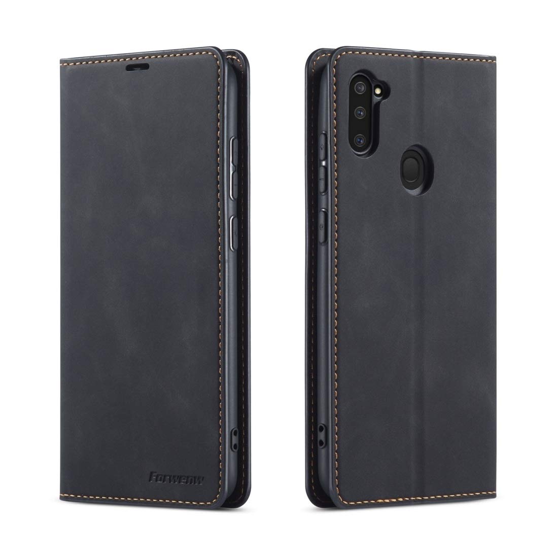 Samsung Galaxy A11 Dream Series Magnetic Flip Leather Case with Card Holder & Wallet - Oil Edge Design, Strong Magnetism, Horizontal Flip, Photo Frame - Black | Perfect for Daily Use, Travel, and Business Meetings