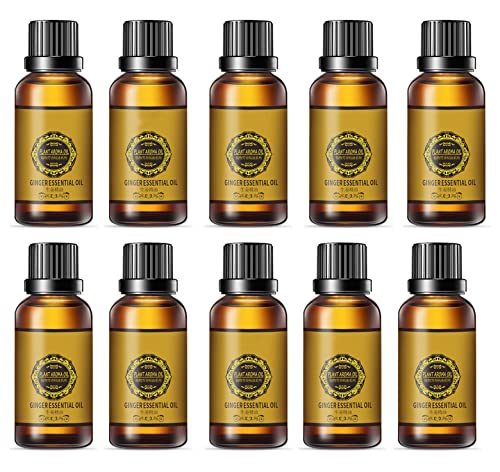 Belly Drainage Ginger Oil for Weight Loss & Detox - Belly Massage Oil Set (10 Pack) - Perfect for Postpartum Recovery, Slimming & Relaxation at Home or Spa