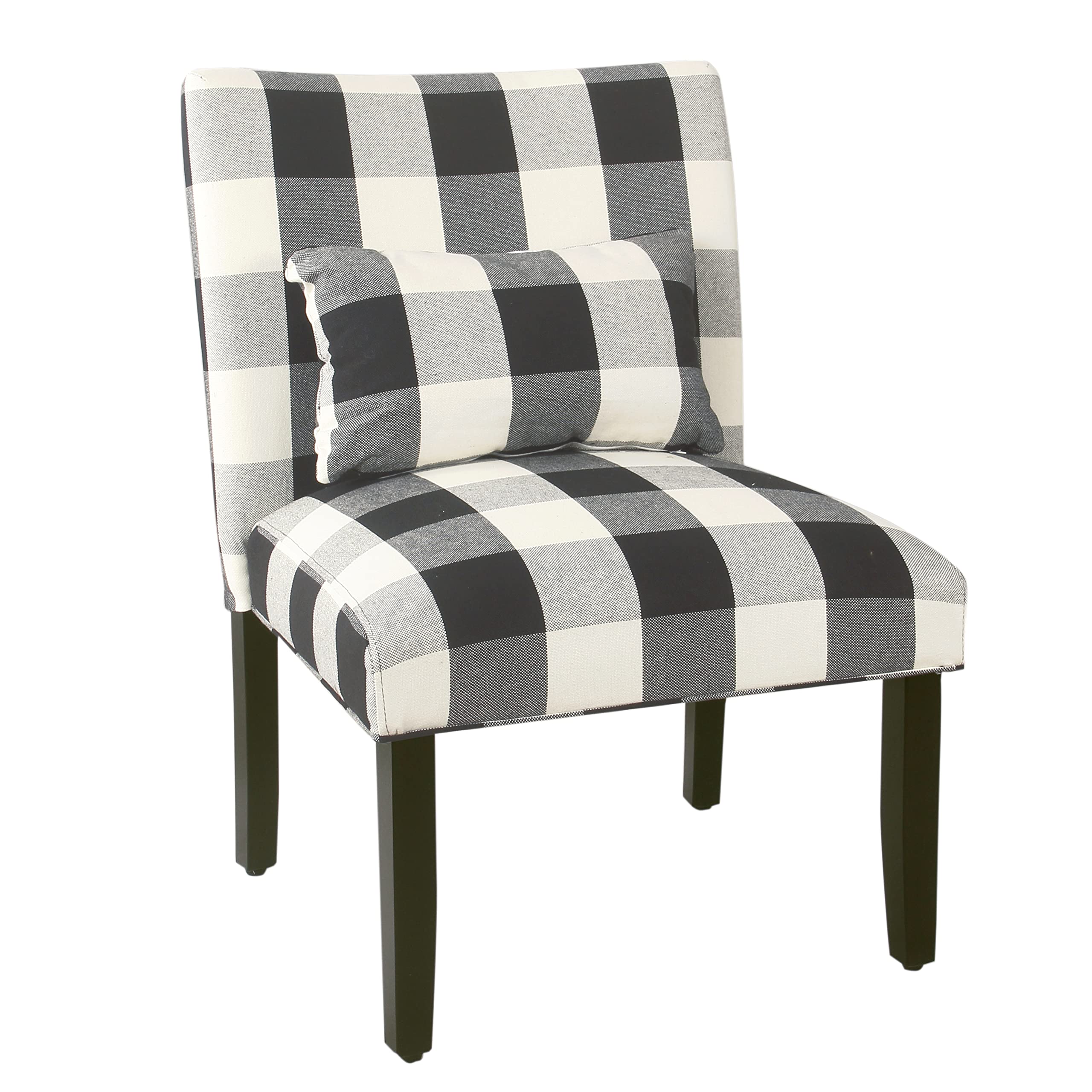 HomePop Parker Accent Chair with Pillow - Modern Black and White Upholstered Living Room Chair for Home Office, Lounge or Bedroom Decor