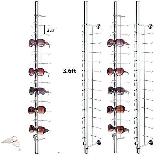 Stylish Eyeglass Display Stand - 8pcs/Set Sunglasses Rack with Lock, 3.6ft Holds 12 Frames | Perfect for Retail Stores, Boutiques & Home Organization
