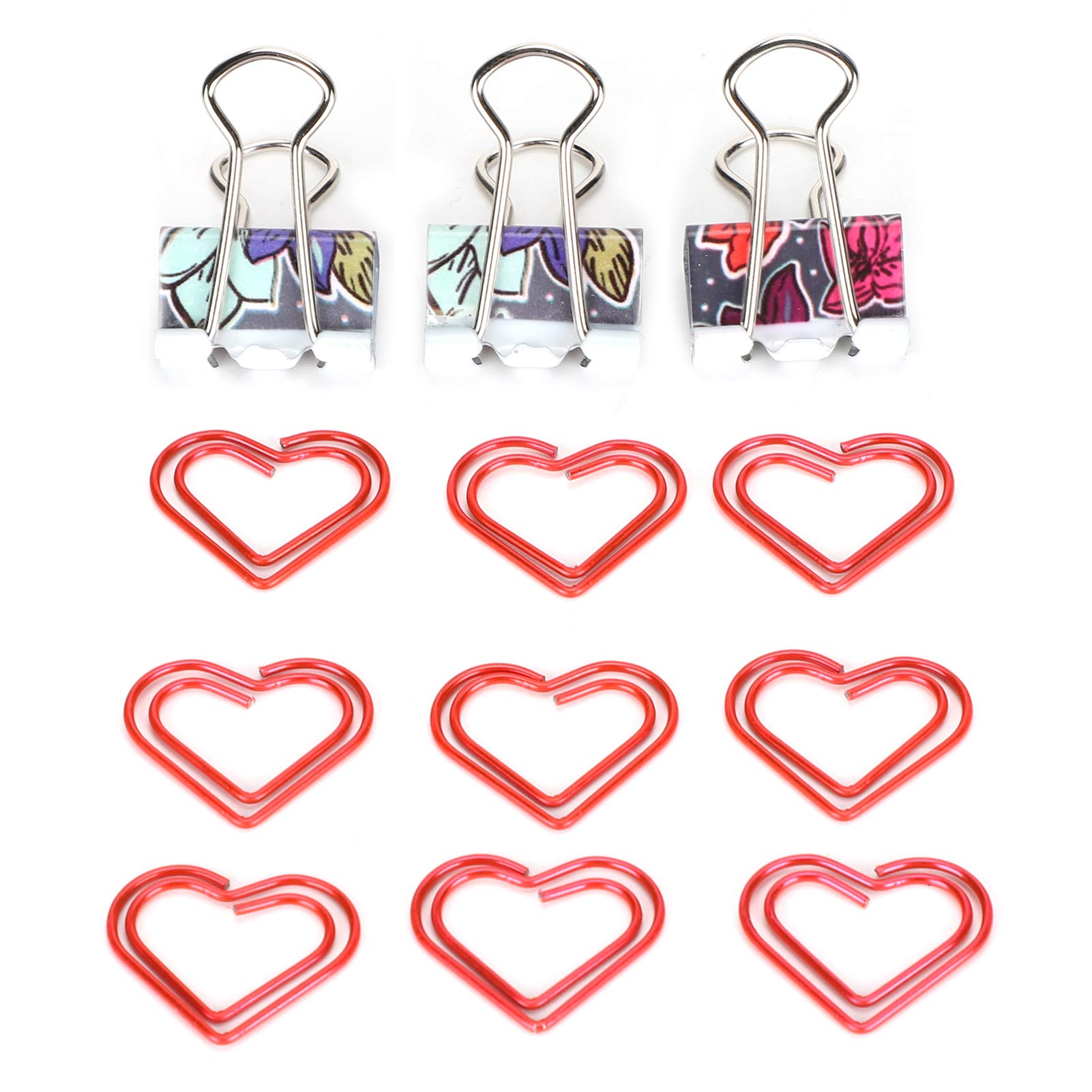 Metal Binder Clips with Red Heart Design - Strong Document Clips for Posters, Envelopes, Flyers & Office Paperwork - Perfect for School, Office & Home Organization