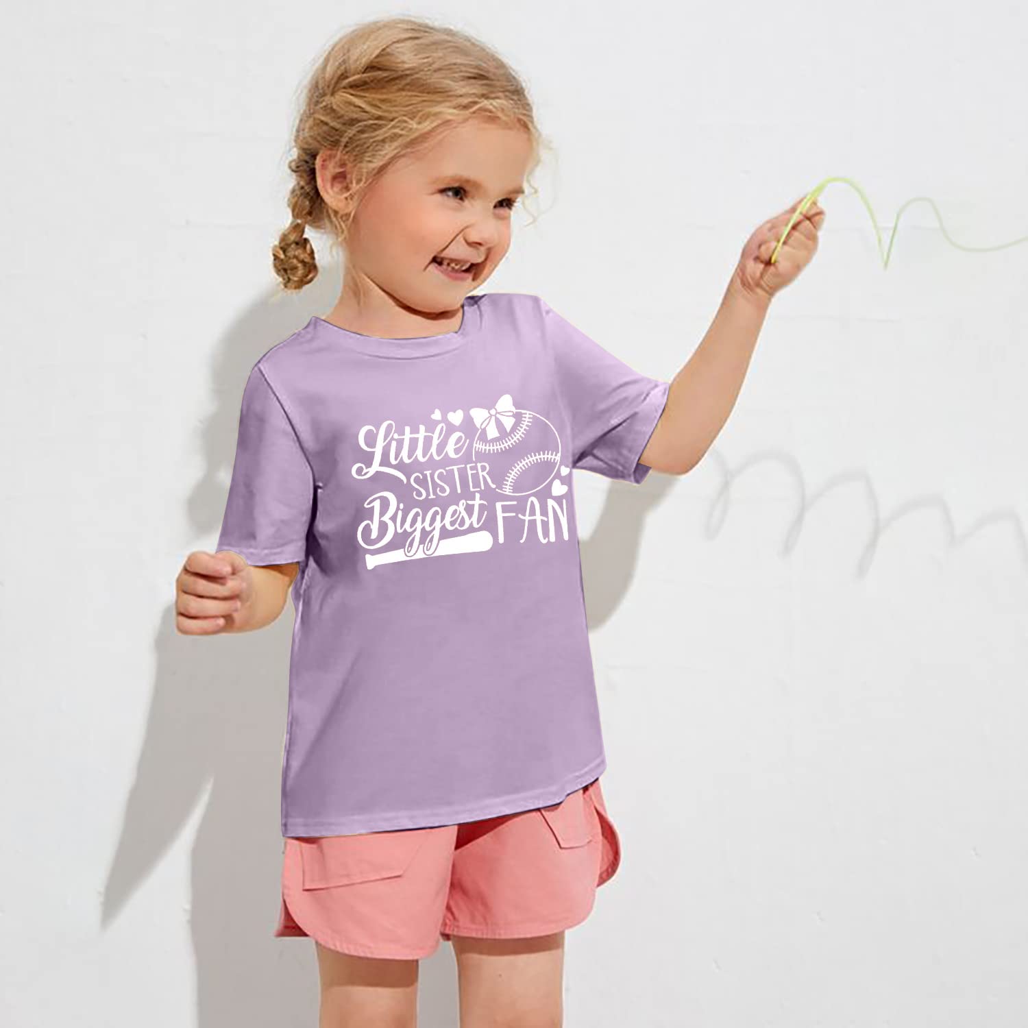 FRYAID Baby Girls Baseball Shirt - Big Sister Cotton Tee for Summer Play