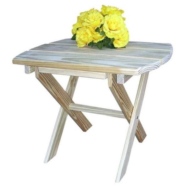 A&L Pine Wood Folding End Table - Compact Side Table for Small Spaces, Living Room, Bedroom, or Outdoor Use