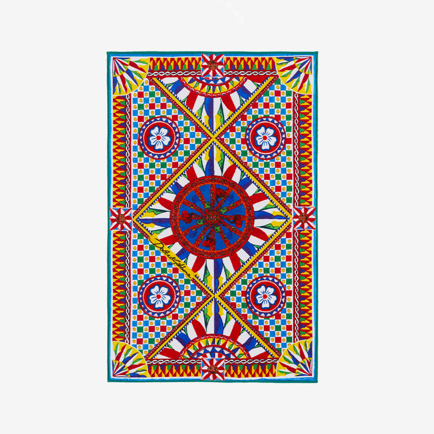 Dolce & Gabbana Casa All Over Carretto Luxury Bath Mat - Soft Absorbent Non-Slip Bathroom Rug for Spa, Master Bath & Guest Room Decor