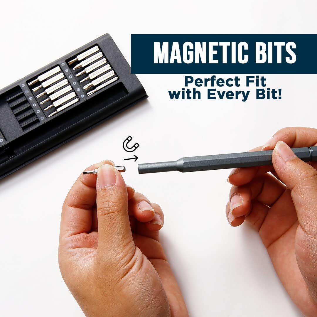 24 in 1 Precision Screwdriver Set with Magnetic Bits - Professional Mini Repair Tool Kit for Electronics, Smartphones, Tablets, Laptops & Home Appliances - Perfect for DIY, Tech Repairs & Small Fixes