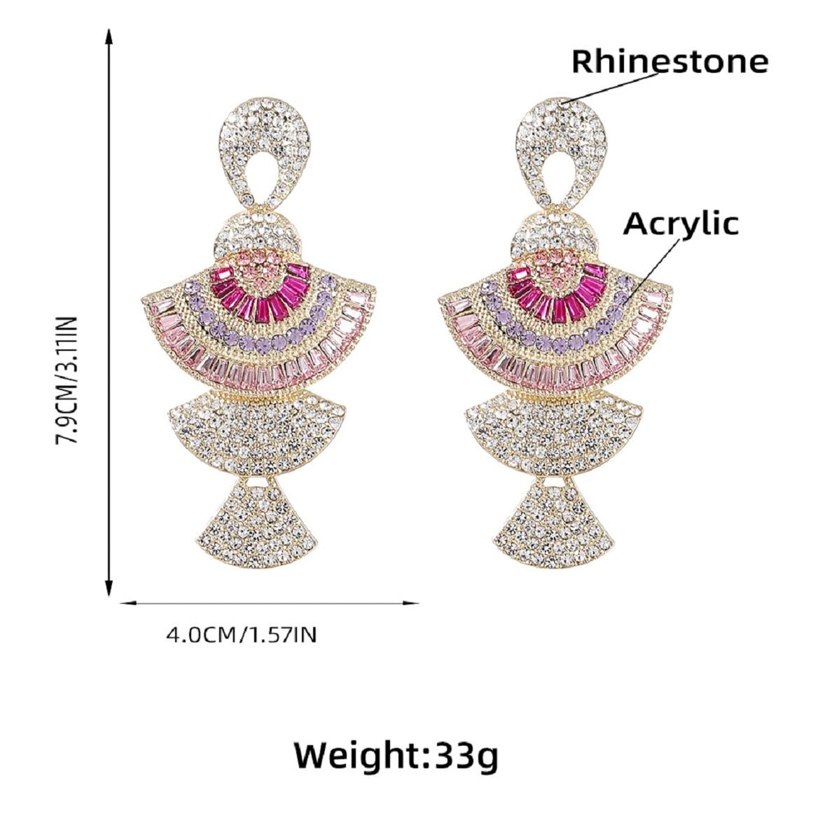 Bohemian Beaded Fan Earrings for Women - Sparkling Multi-Layer Geometric Drop Dangle Earrings in Zinc | Perfect for Boho Jewelry, Party, Wedding & Casual Wear