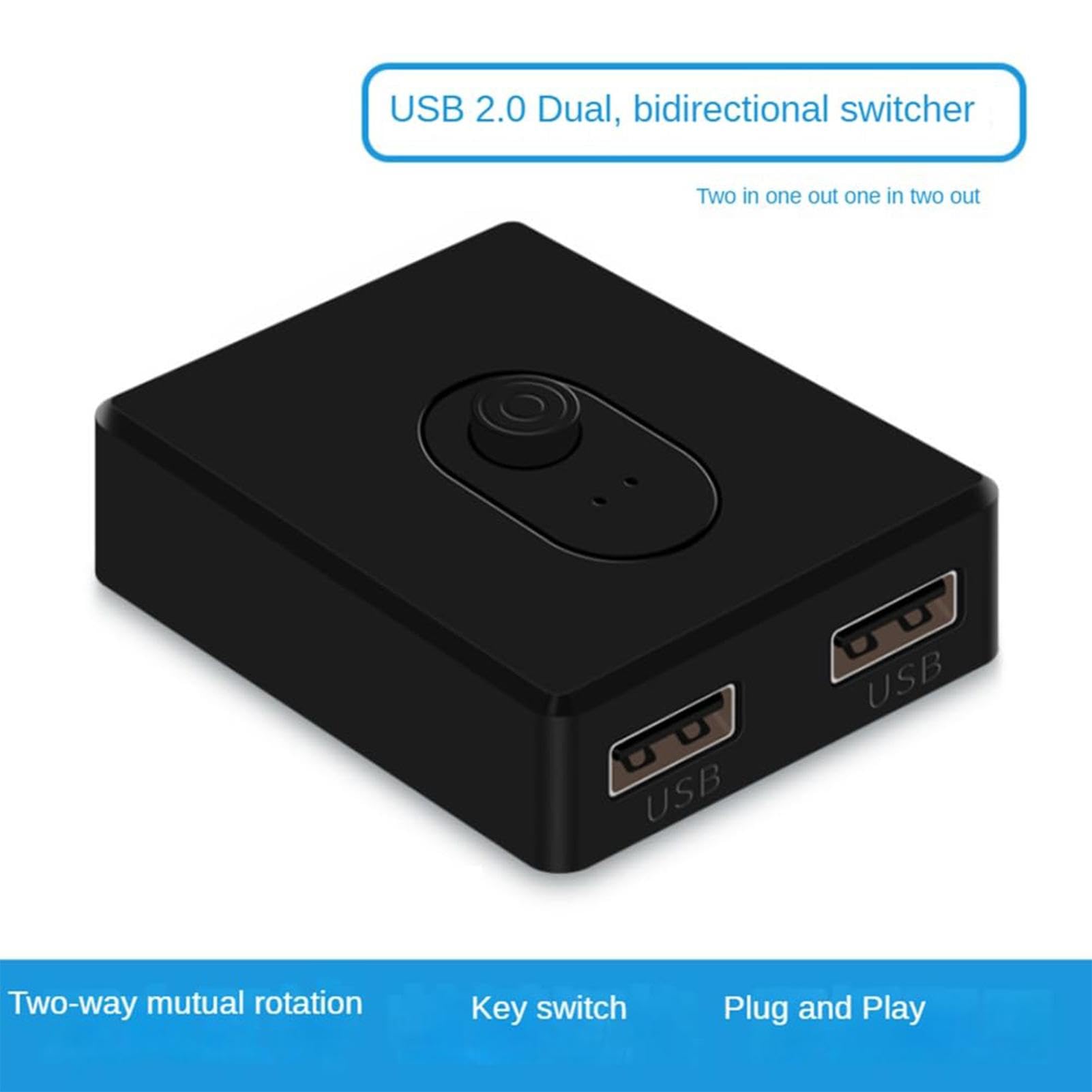 Eoixuqba USB 2.0 Switcher - 2-Port USB Sharing Hub for PC, Keyboard, Mouse, Printer & Scanner | Bidirectional 2-in-1-Out/1-in-2-Out Selector | Perfect for Home Office & Multi-Device Workstations