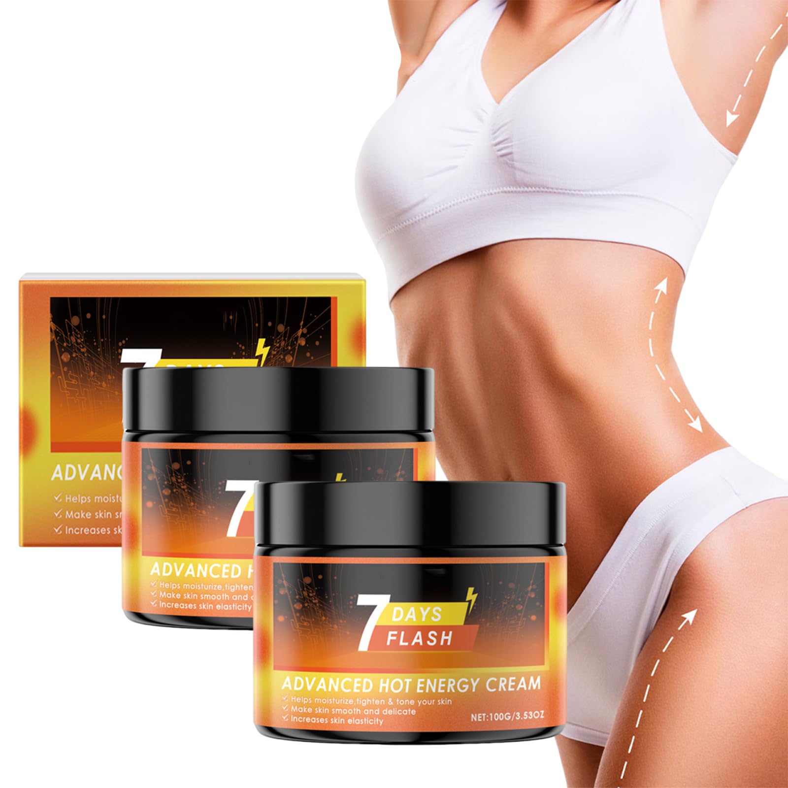 Advanced Hot Sweat Cream for Weight Loss - 7 Days Flash Slimming Cream for Belly Fat Reduction - 2 Pack - Effective Sweat Cream for Tummy & Body - Perfect for Gym, Workout & Home Use