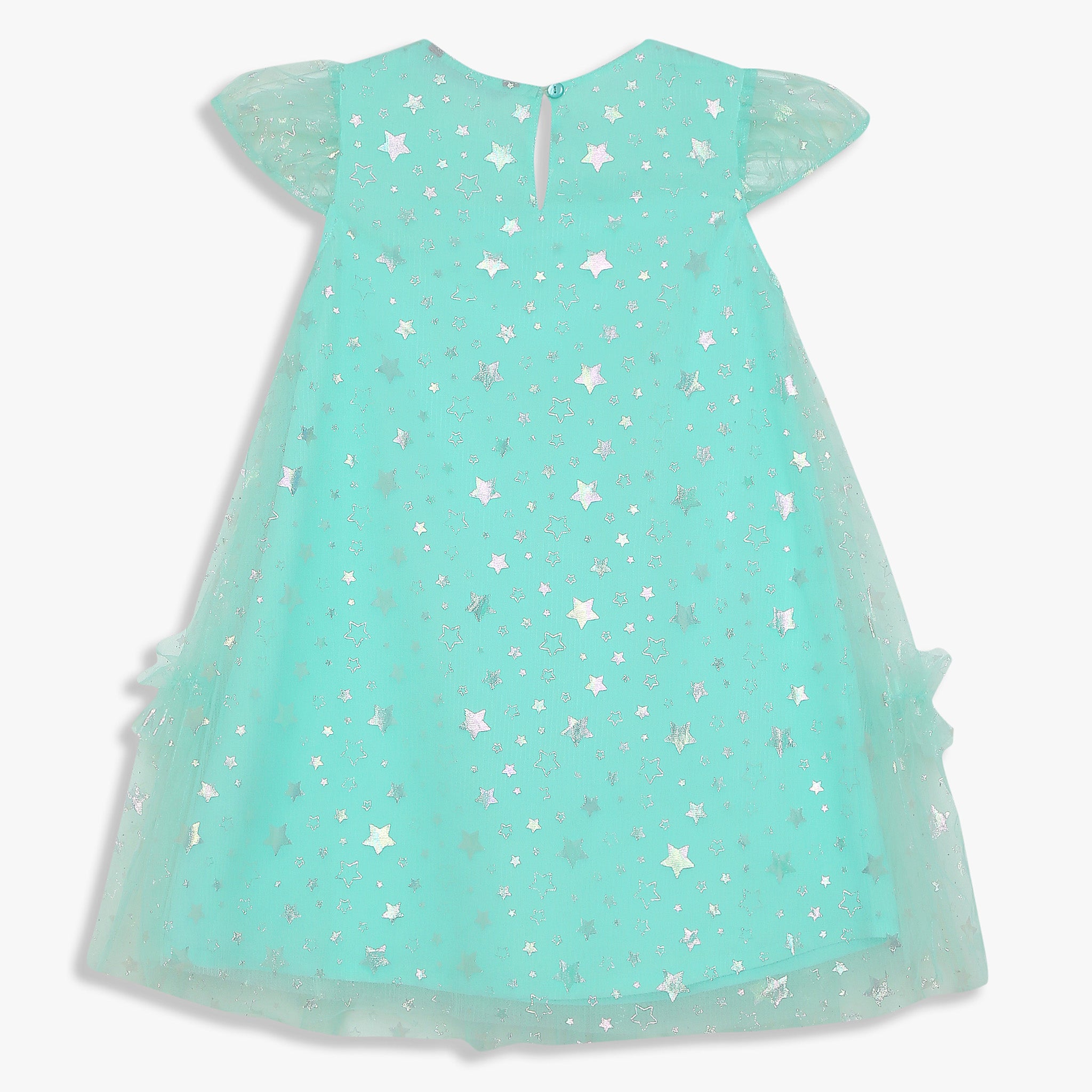 Fairy Tale Embellished Knee-Length A-Line Flared Dress for Girls - Perfect for Birthday Parties, Weddings & Special Occasions