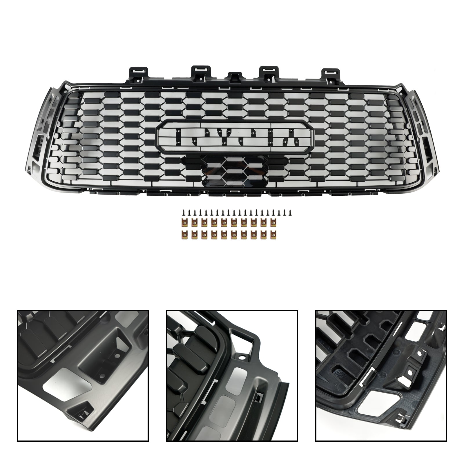 10-13 Toyota Tundra TRD PRO Black Honeycomb Front Bumper Grill Grille Replacement - Durable ABS Plastic Mesh Grille for Off-Road & Street Driving