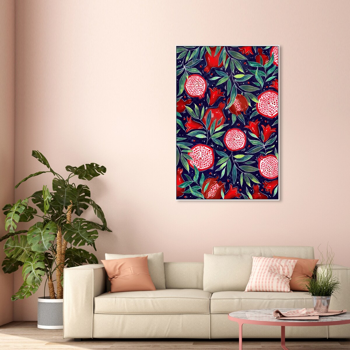 Blooming Tropical Flowers Framed Canvas Wall Art - White Cabin & Lodge Decor for Kitchen, Living Room, Bedroom - Perfect for Home, Office & Gift Giving