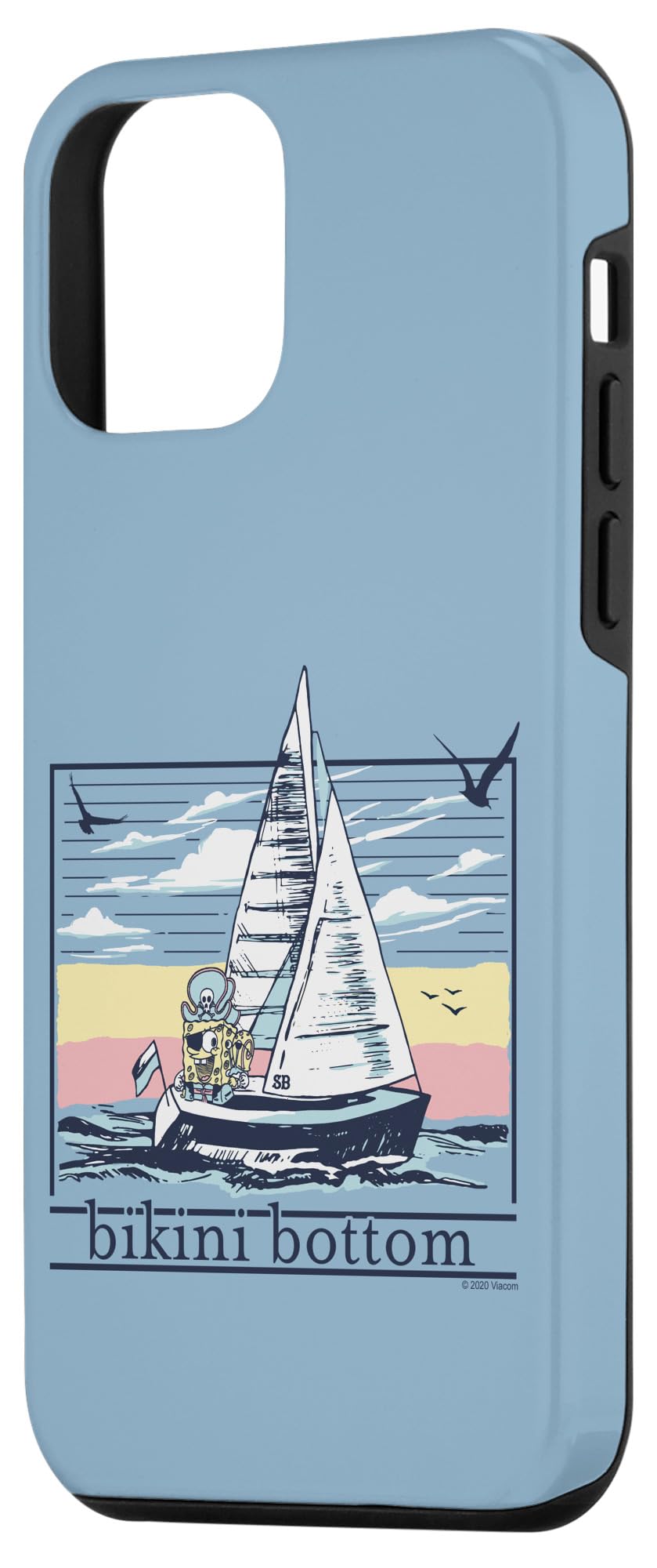 SpongeBob SquarePants iPhone 12 Mini Case - Cute Bikini Bottom Sailboat Design Protective Cover for Apple iPhone 12 Mini - Perfect for Fans, Daily Use, and Gift Giving