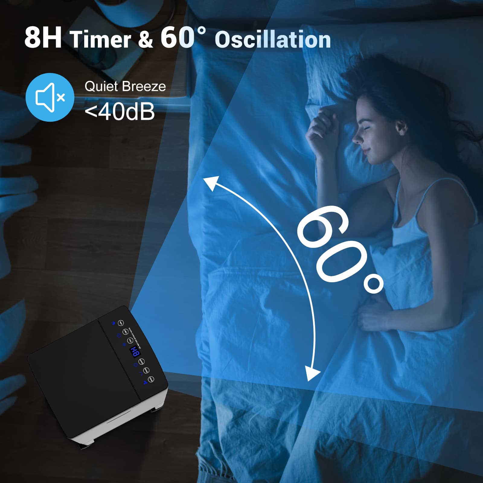 4-in-1 Portable Evaporative Air Cooler with 8L Water Tank - 60W Cooling Fan, Humidifier & Air Purifier - 3 Speed Modes, 1-8H Timer & Remote Control - Includes 4 Ice Boxes for Home, Office, Kitchen - Perfect for Summer Cooling & Indoor Air Circulation
