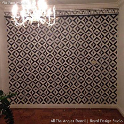 All The Angles Moroccan Wall Stencil Kit - DIY Home Decor Painting Template for Living Room, Bedroom & Nursery - Geometric Arabesque Design for Walls, Furniture & Crafts