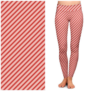 Buttery Soft Candy Cane Lane Leggings - High Waisted Comfortable Yoga Pants for Women | Perfect for Christmas, Workouts & Lounge Wear by Lipstick & Chrome