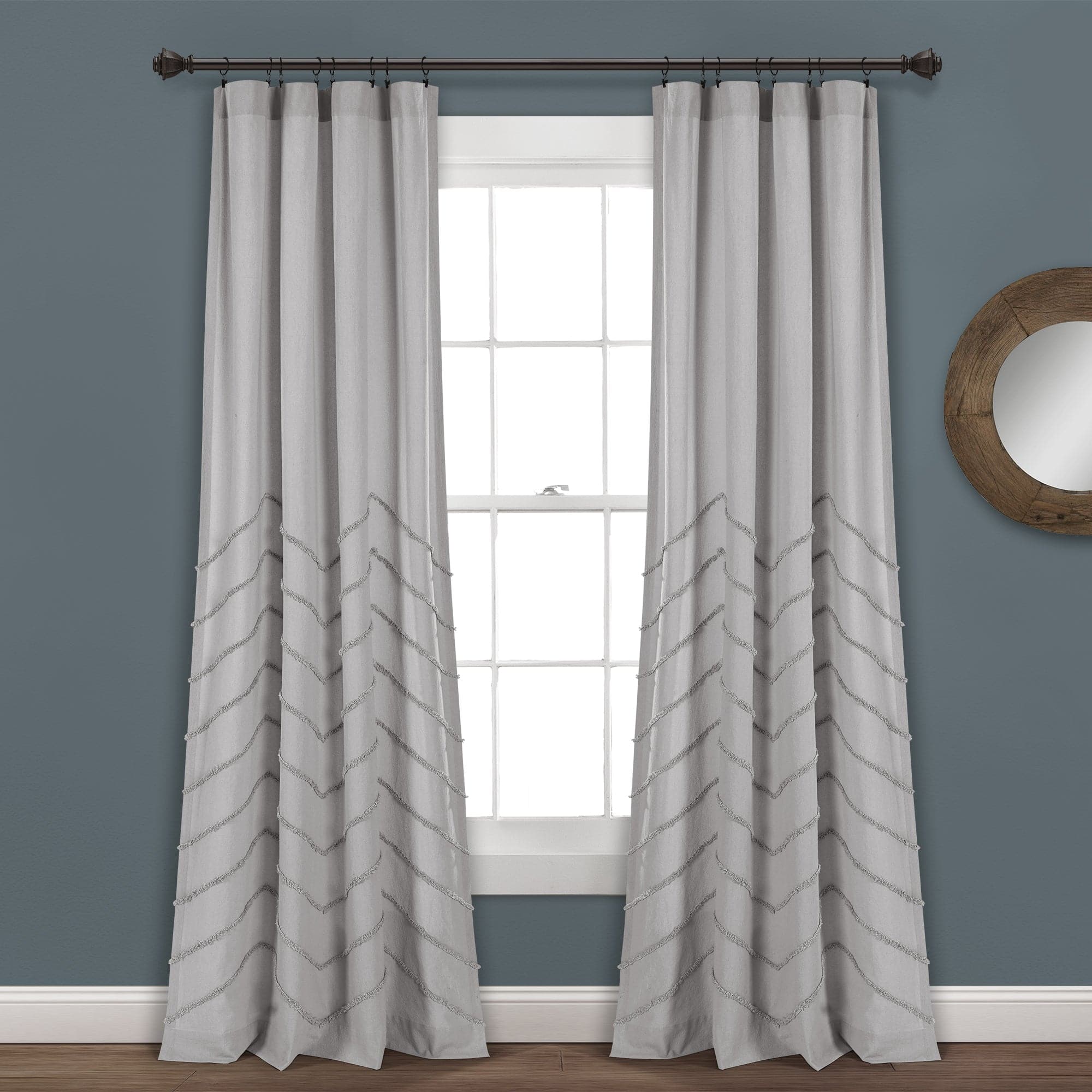 Soft Chenille Chevron Window Curtain Panel Set - Blackout Thermal Insulated Drapes for Living Room & Bedroom