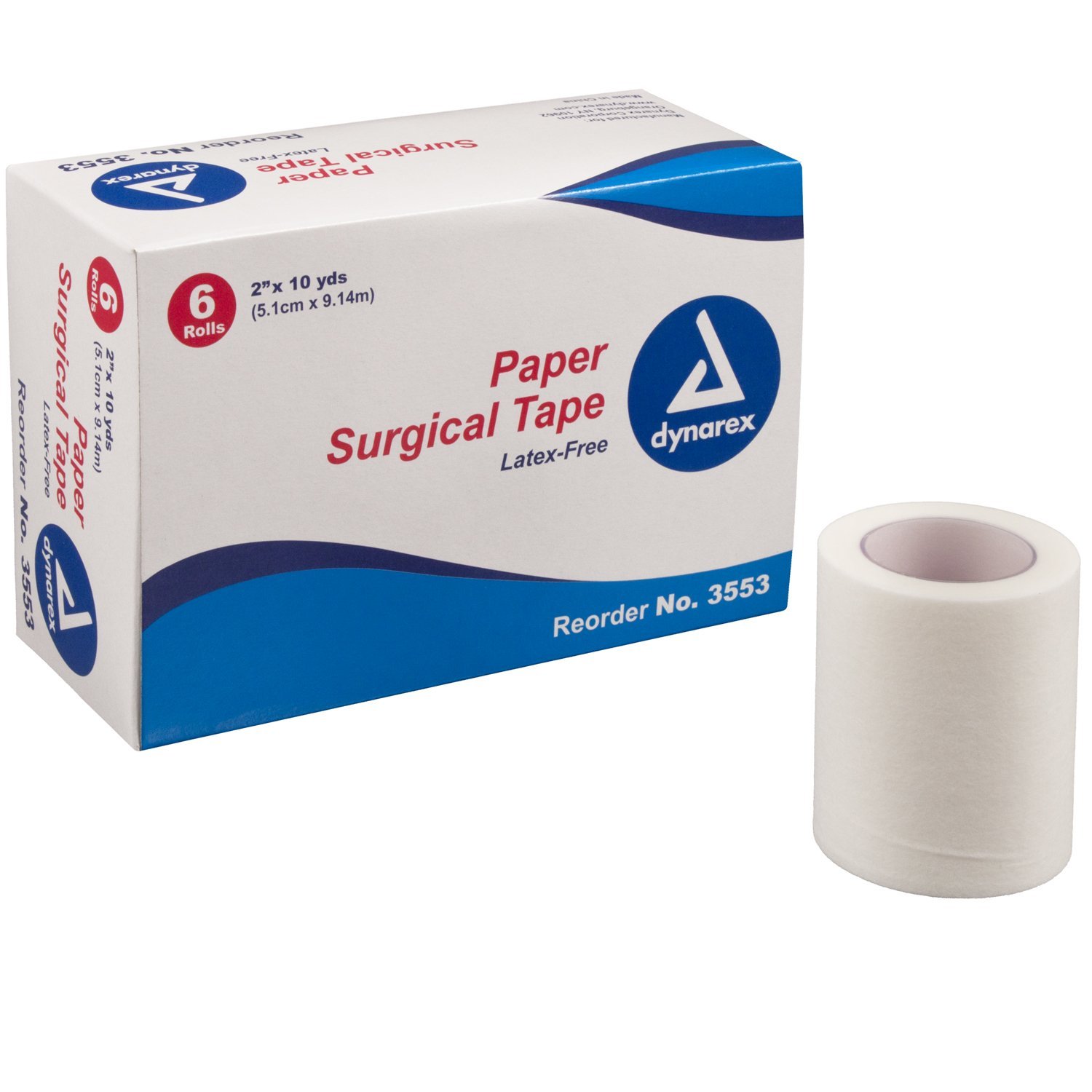 Dynarex Surgical Tape Paper - 6 Pack | Hypoallergenic Medical Adhesive Tape for Wound Care, First Aid & Bandage Securing | Hospital, Clinic & Home Use