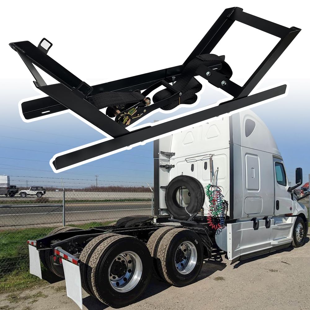 Heavy Duty Semi-Truck Spare Tire Carrier - Secure & Easy Mount Spare Wheel Holder for Commercial Trucks | Roadside Emergency & Long Haul Travel Essential