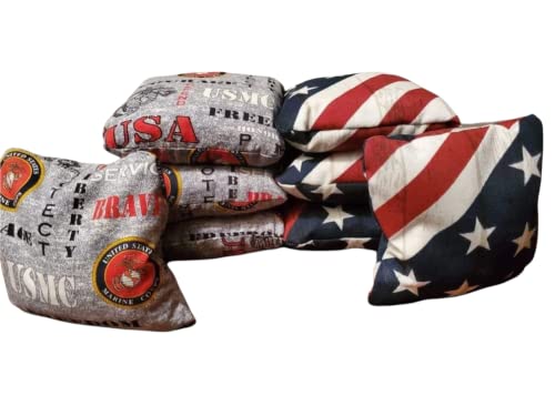 USMC Cornhole Bags Set of 8 - Official United States Marine Corps Game Bags for Outdoor Tailgating, Backyard Parties & Military-Themed Events