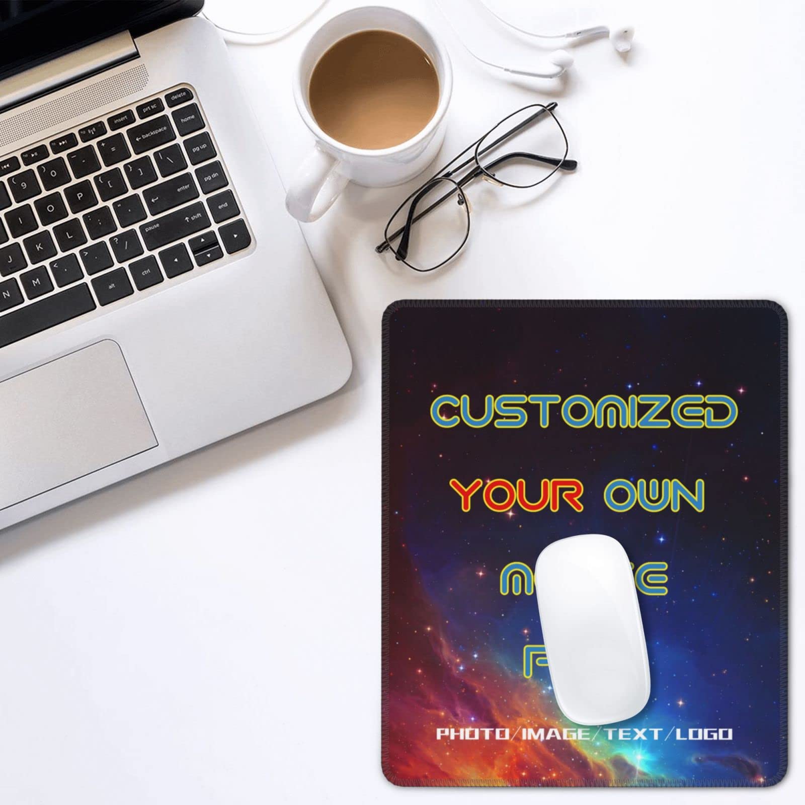 Custom Mouse Pad with Photo/Text/Logo - Personalized Gaming Mousepad for PC & Laptop - Perfect Gift for Gamers, Office Workers & Home Use - Non-Slip Rubber Base & Smooth Surface for Precision Control
