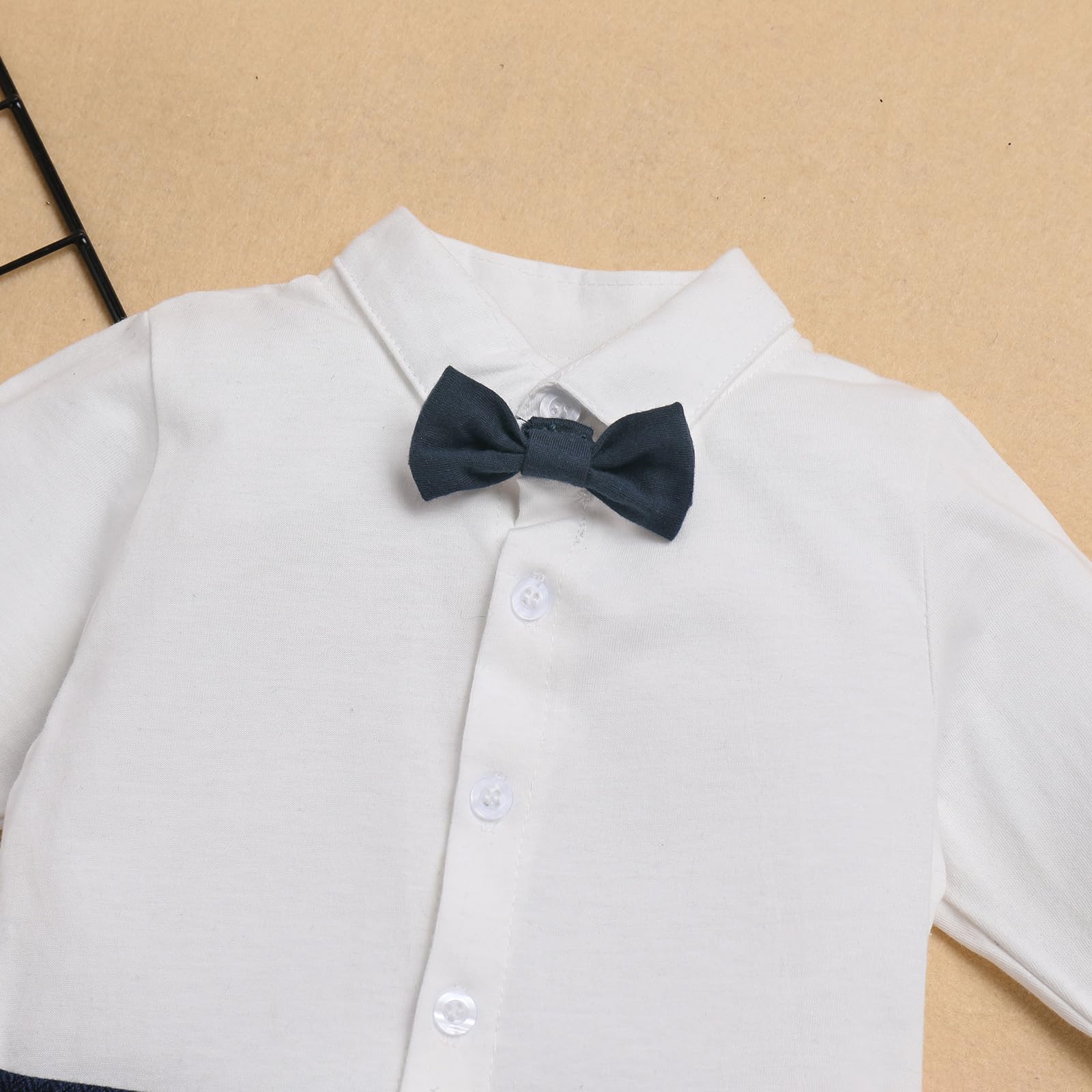 IDOPIP Baby Boy Gentleman Outfit - Formal Tuxedo Suit with Bowtie, Vest & Hat - Romper Overalls for Birthday, Wedding & Party | Perfect for Special Occasions & Photo Shoots