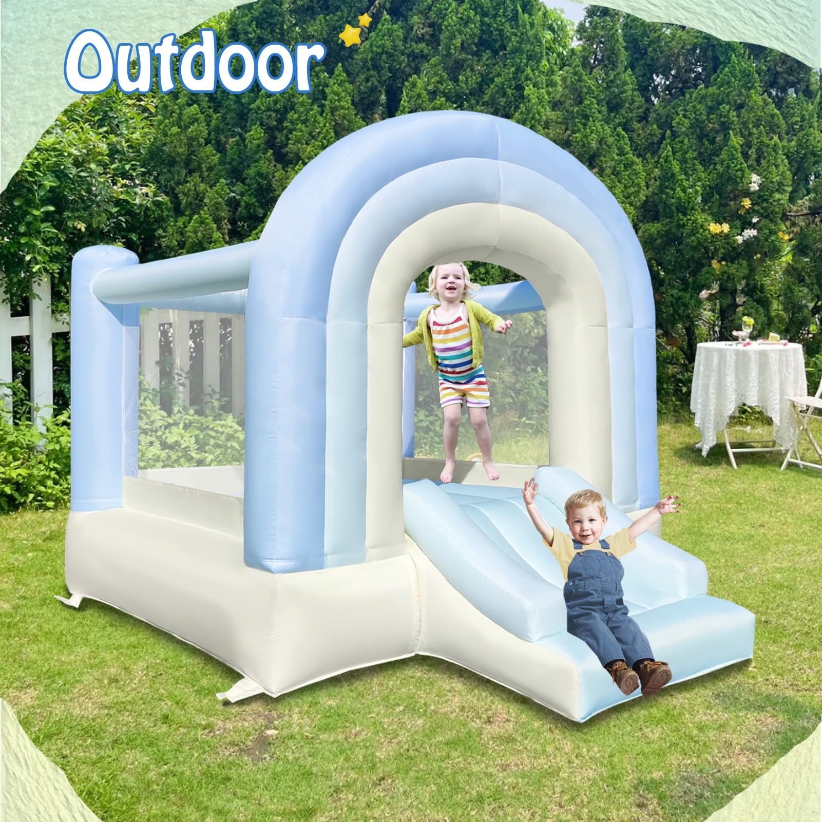 **Dream Castle Bounce House for Kids - 8ft x 6ft Inflatable Bouncy House with Slide & Blower - Indoor/Outdoor Toddler Playhouse - Perfect for Birthday Parties, Backyard Fun & Playdates**