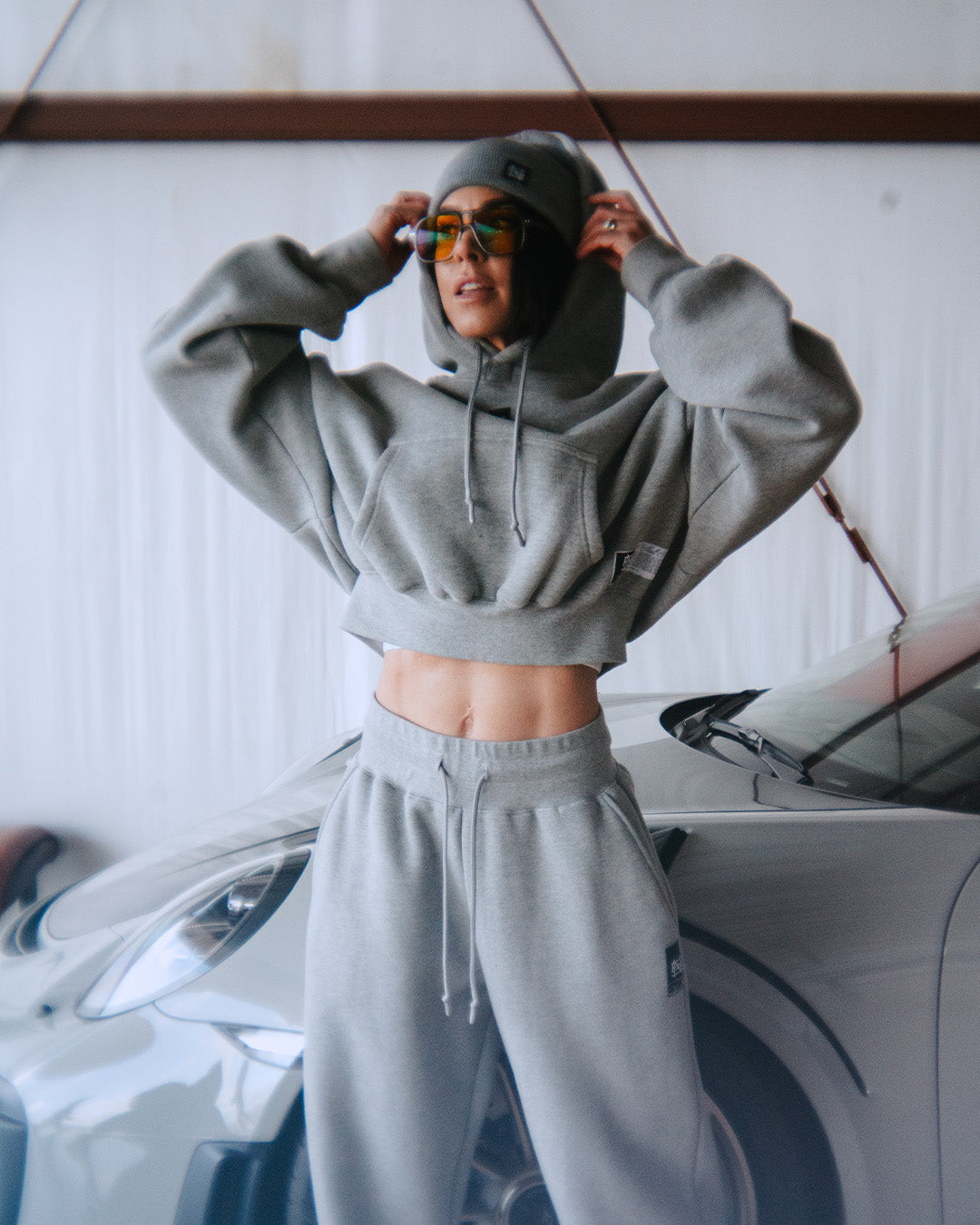 Women's Oversized Crop Hoodie - Heather Grey | Casual Streetwear for Women | Perfect for Loungewear, Gym & Outdoor Activities