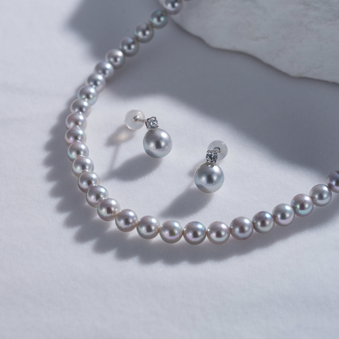 18K Silver Blue Akoya Pearl Earrings for Women - Elegant Stud Earrings for Wedding, Party & Gift Giving | KE00132
