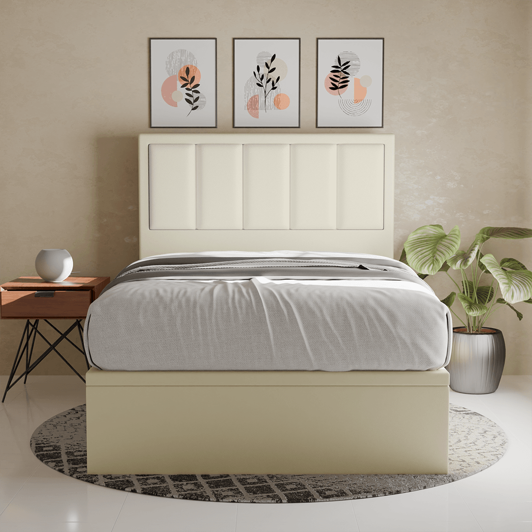 Marley Faux Leather Upholstered Storage Bed Frame with Underbed Drawers - Queen Size Platform Bed for Small Spaces & Guest Rooms