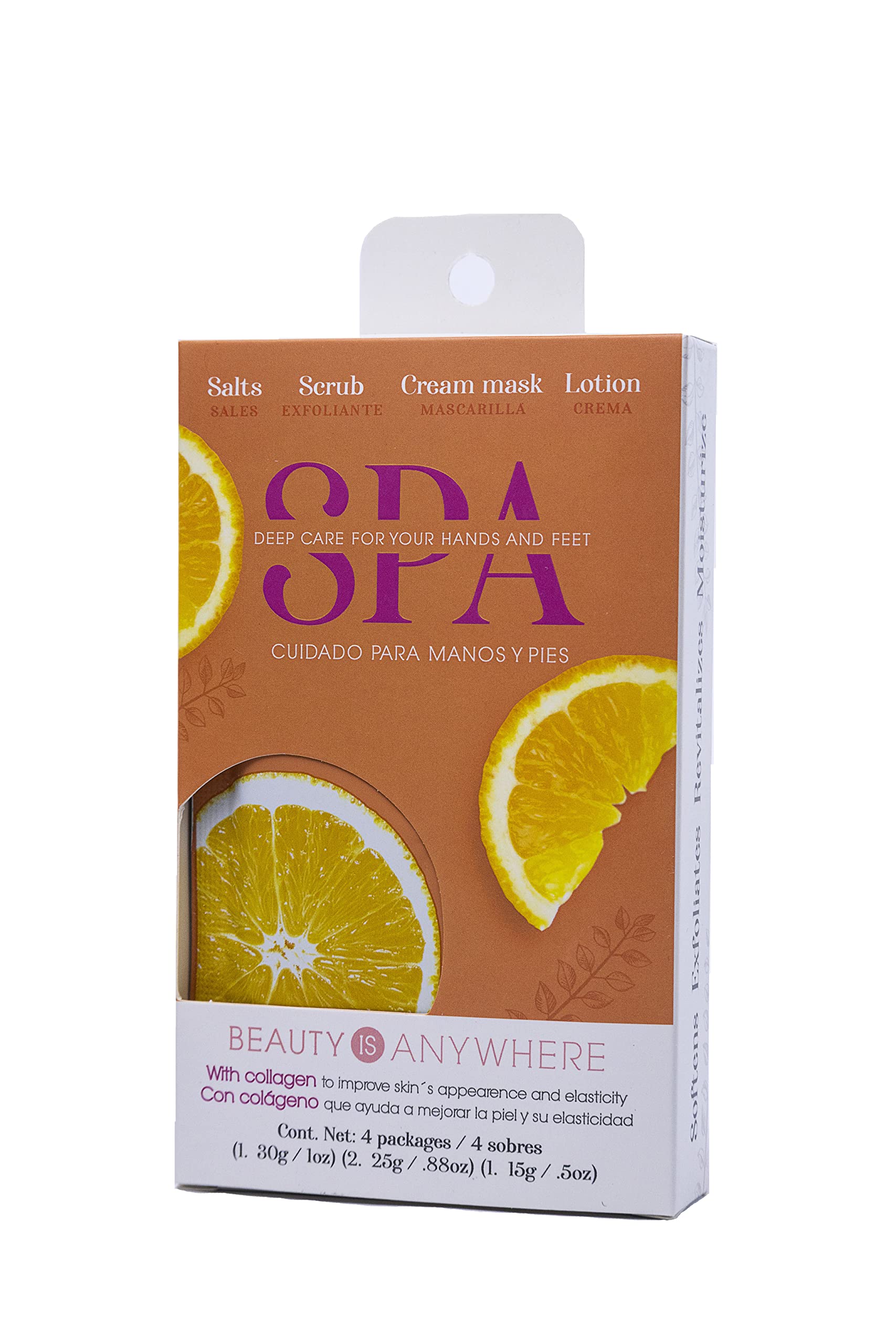NAIL FACTORY – Deep Care Spa Package with Collagen & Vitamin E | Skin Softening, Exfoliating, Revitalizing & Moisturizing Treatment | 60 Packs (4 Single-Use Packs Each) with Orange Essence | Perfect for At-Home Spa Days, Nail Salon Treatments & Self-Care Gifts