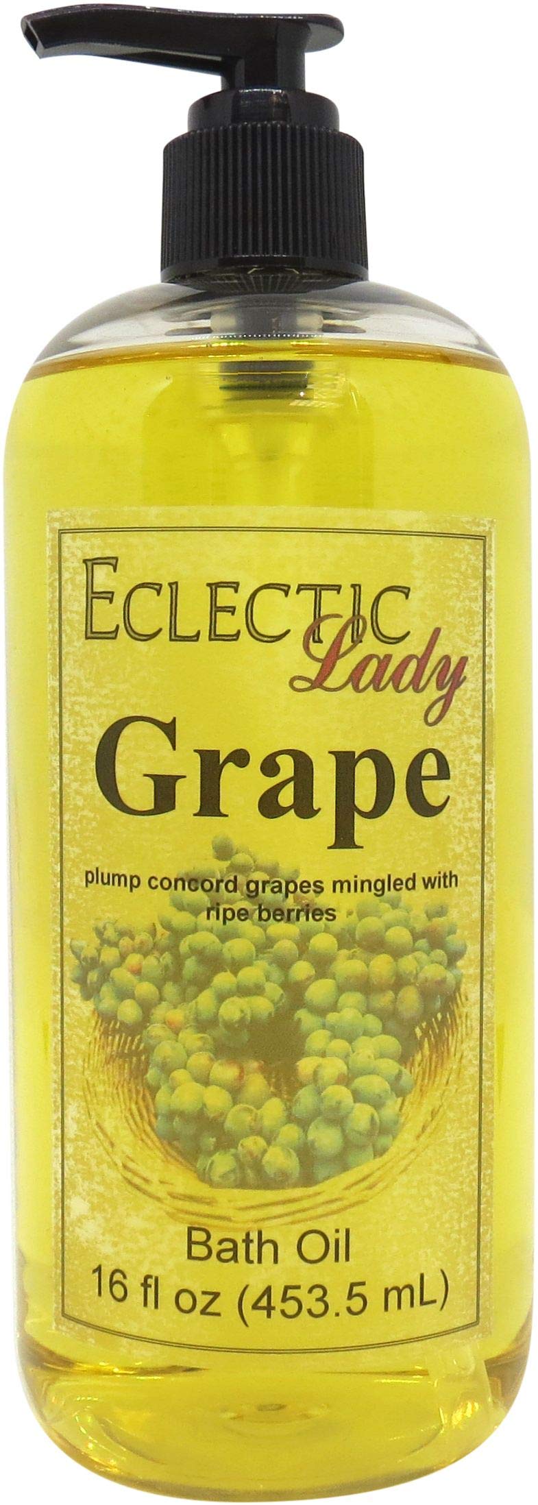 Eclectic Lady Grape Scented Bath Oil - Relaxing & Moisturizing Body Oil for Dry, Rough & Sensitive Skin - Daily Nourishing Shower Oil (16 oz) - Perfect for Spa Nights, Self-Care Routines & Stress Relief
