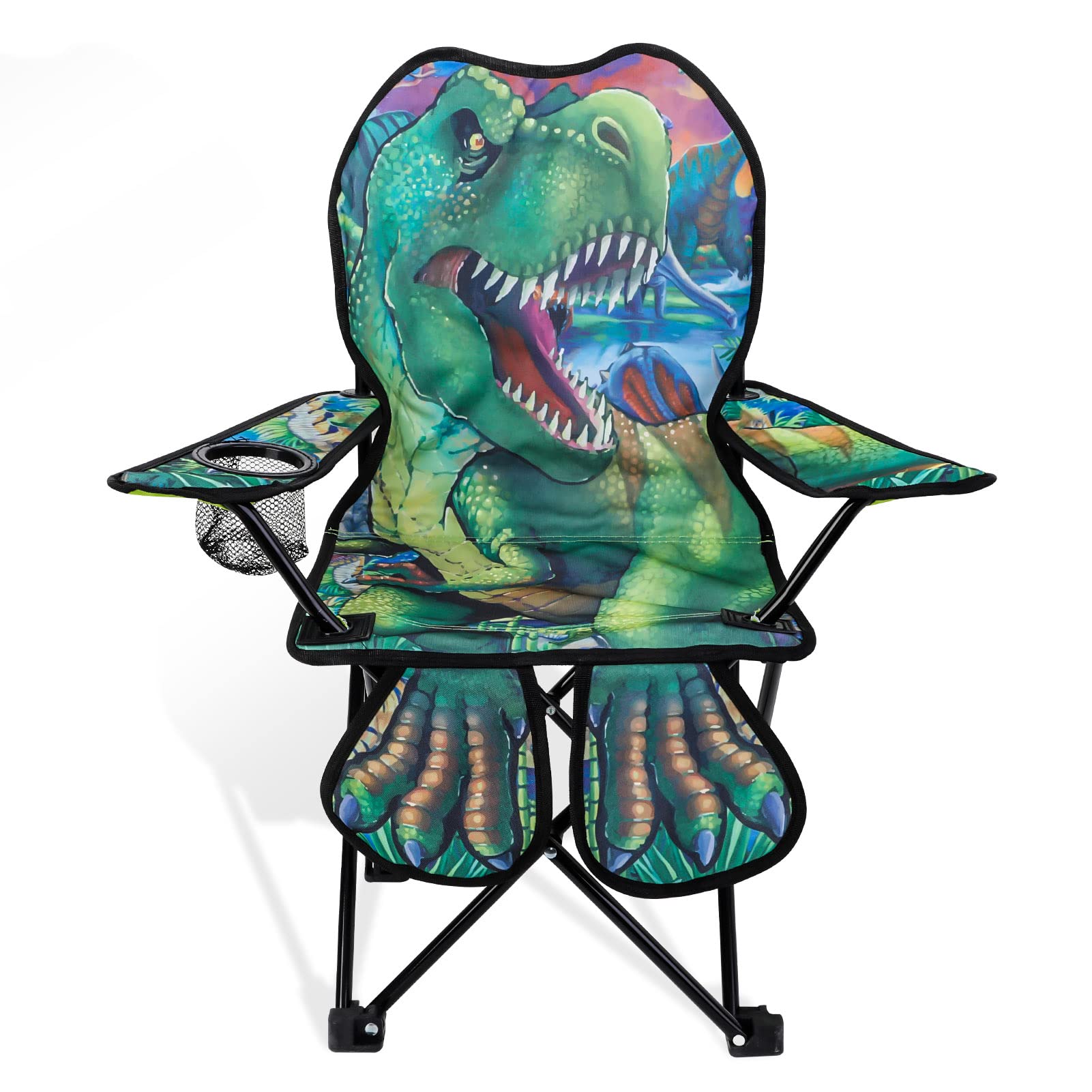KABOER Kids Folding Camping Chair with Cup Holder & Carry Bag - Portable Outdoor Lawn Chair for Children, Beach, Picnic, Backyard, Travel & Camping