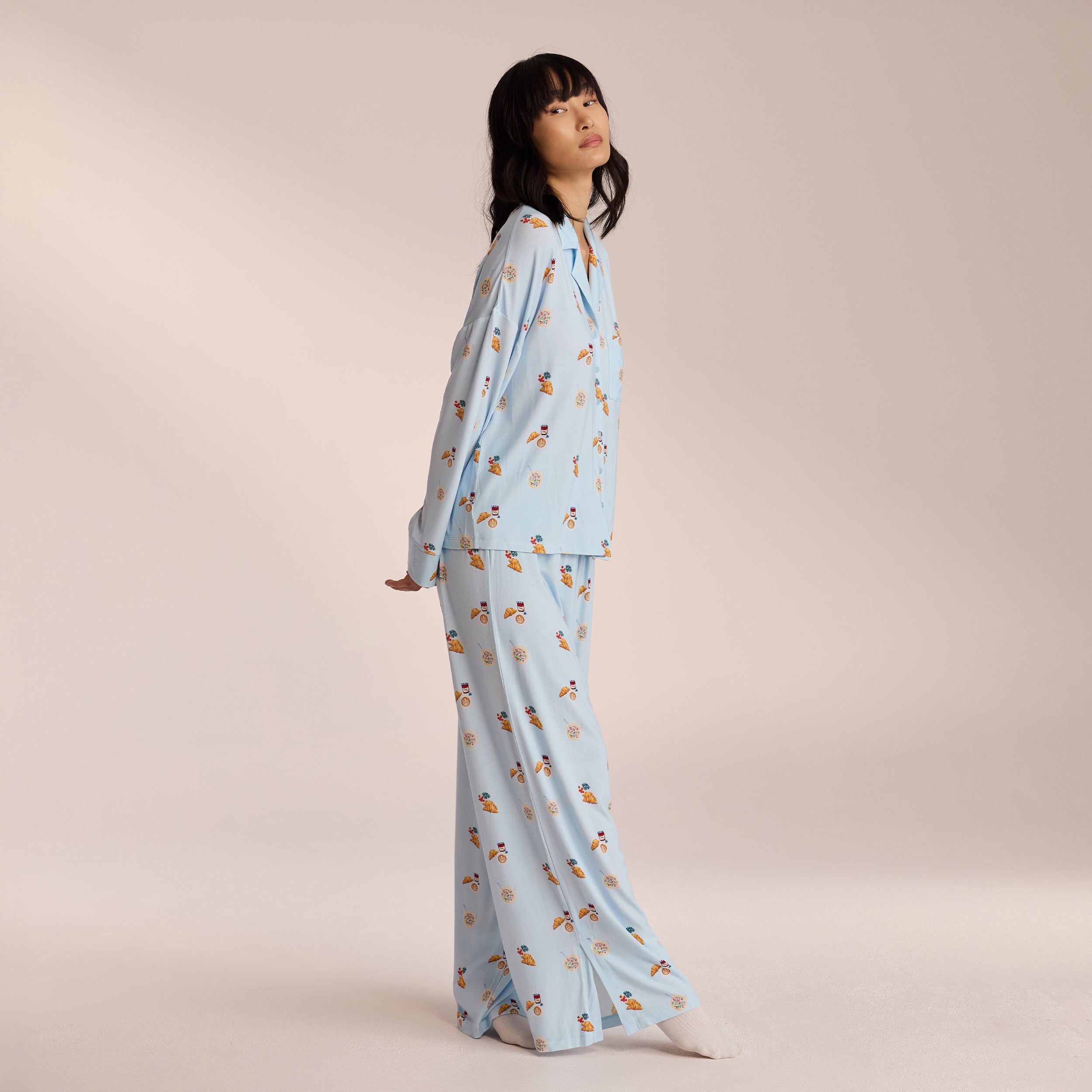 Soft & Breathable Modal Pajama Shirt for Women - Light Blue Sleepwear for Comfortable Nights | Perfect for Lounging, Sleeping & Relaxing at Home