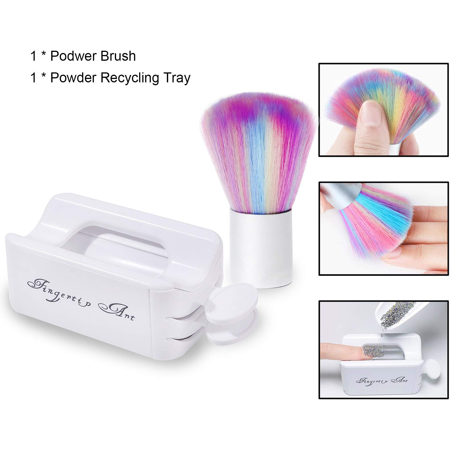 Ubersweet® Nail Brush & Powder Recycling Tray System - French Manicure Dust Collector with Soft Bristle Brushes for Professional Nail Art, Manicure & Pedicure Cleaning | Perfect for Salon, Home Use & DIY Nail Care