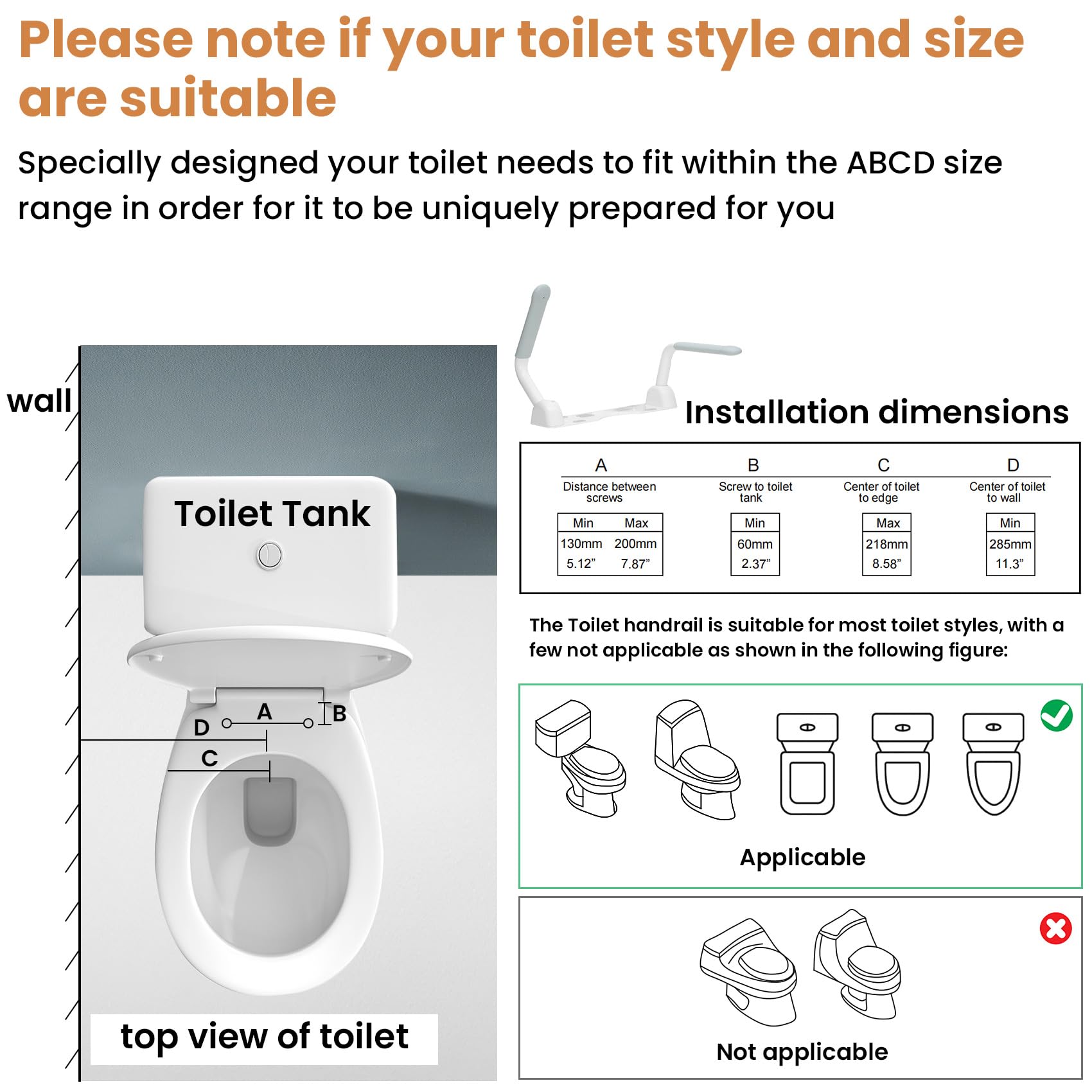 Elderly Toilet Safety Rails - Adjustable Bathroom Handrails for Seniors, Disabled & Mobility Impaired - Ideal for Flush Toilets, Post-Surgery Recovery & Home Accessibility (70+ Users) - Perfect for Elderly Care, Injury Rehabilitation & ADA Compliant Bathrooms