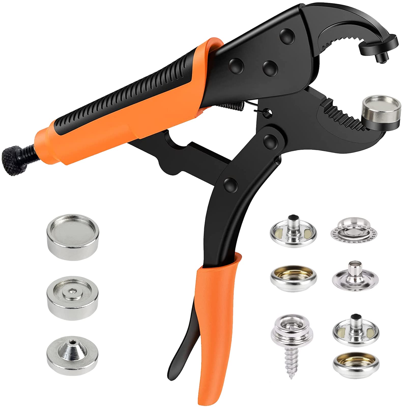 Heavy Duty Snap Fastener Tool Kit with 60 Sets - Adjustable Snap Button Setter for Boat Covers, Canvas, Tarps & Sewing Projects | Metal Snap Replacement Tool for DIY & Professional Use
