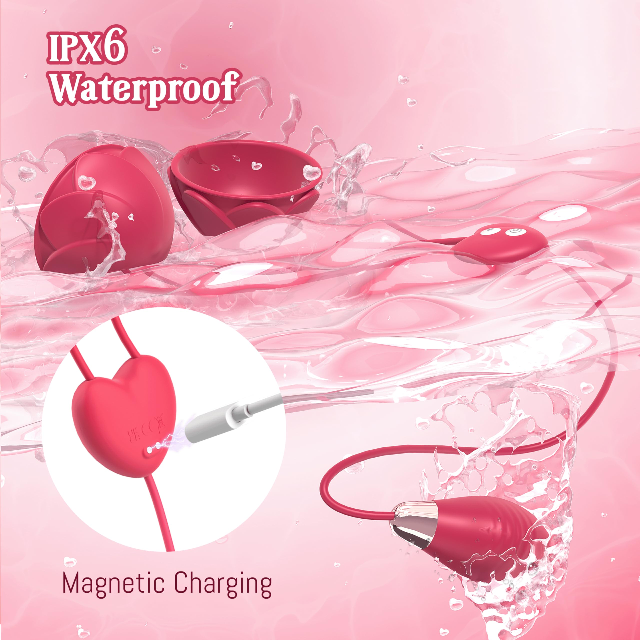 APP Controlled Vibrating Nipple Toys & G Spot Stimulator for Women - 9x9 Vibration Modes, Rose Sex Toy for Couples, Clitoral Stimulator Dildo with Nipple Clamps | Perfect for Couples Play, Solo Pleasure & Sensual Massage